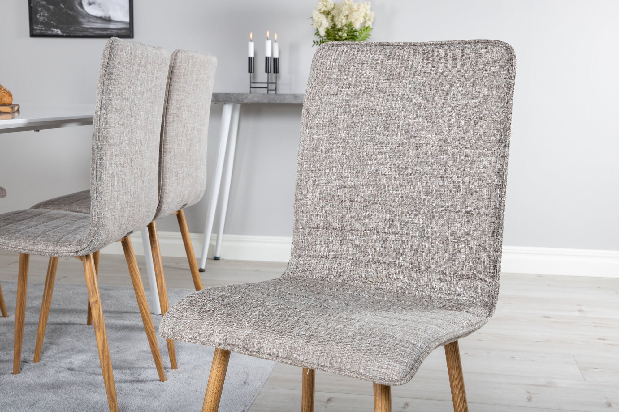 Venture Home Polar spisebord 180 cm - White top / White Legs+Windu Lyx Spisebordsstol - Light Grey / Oak_6