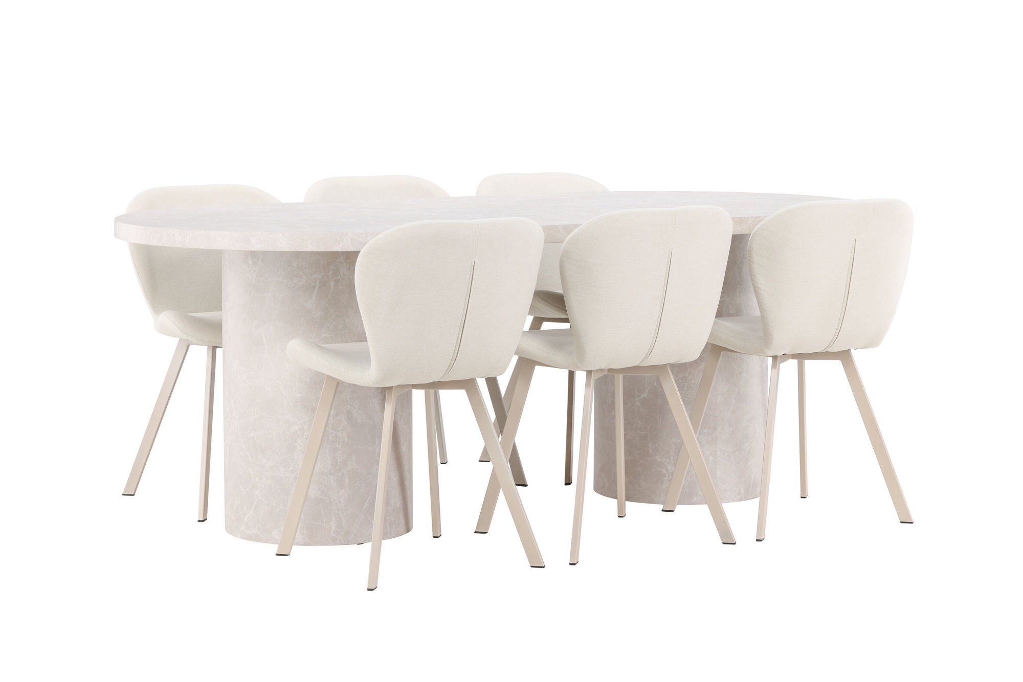Venture Home Narvik bord - Beige with 6 Lilja stol - Beige