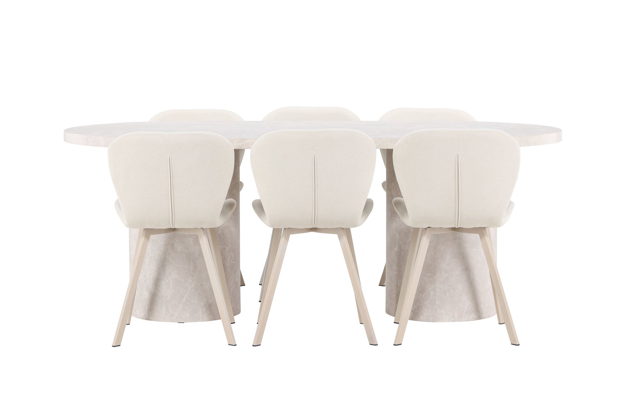 Venture Home Narvik bord - Beige with 6 Lilja stol - Beige