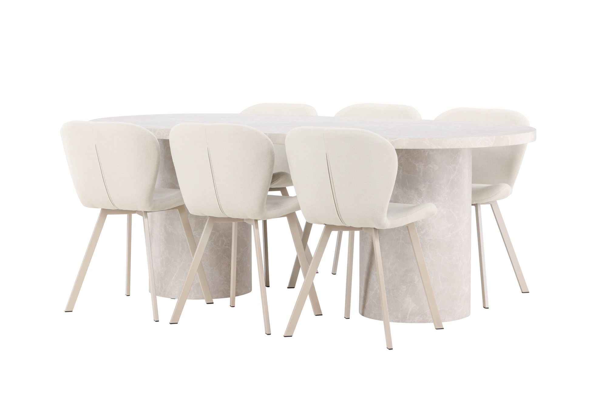 Venture Home Narvik bord - Beige with 6 Lilja stol - Beige