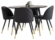 Venture Home Dipp spisebord - 115cm - Black Veneer / black legs w brass dipp Velvet dining