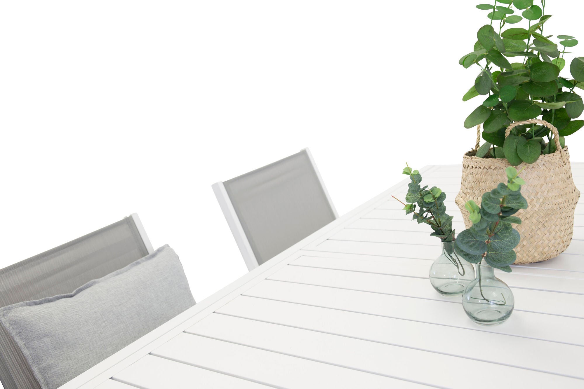 Venture Home Marbella matbord 160/240*100*H75 - Vit+ Copacabana - Stacking stol - White Alu/