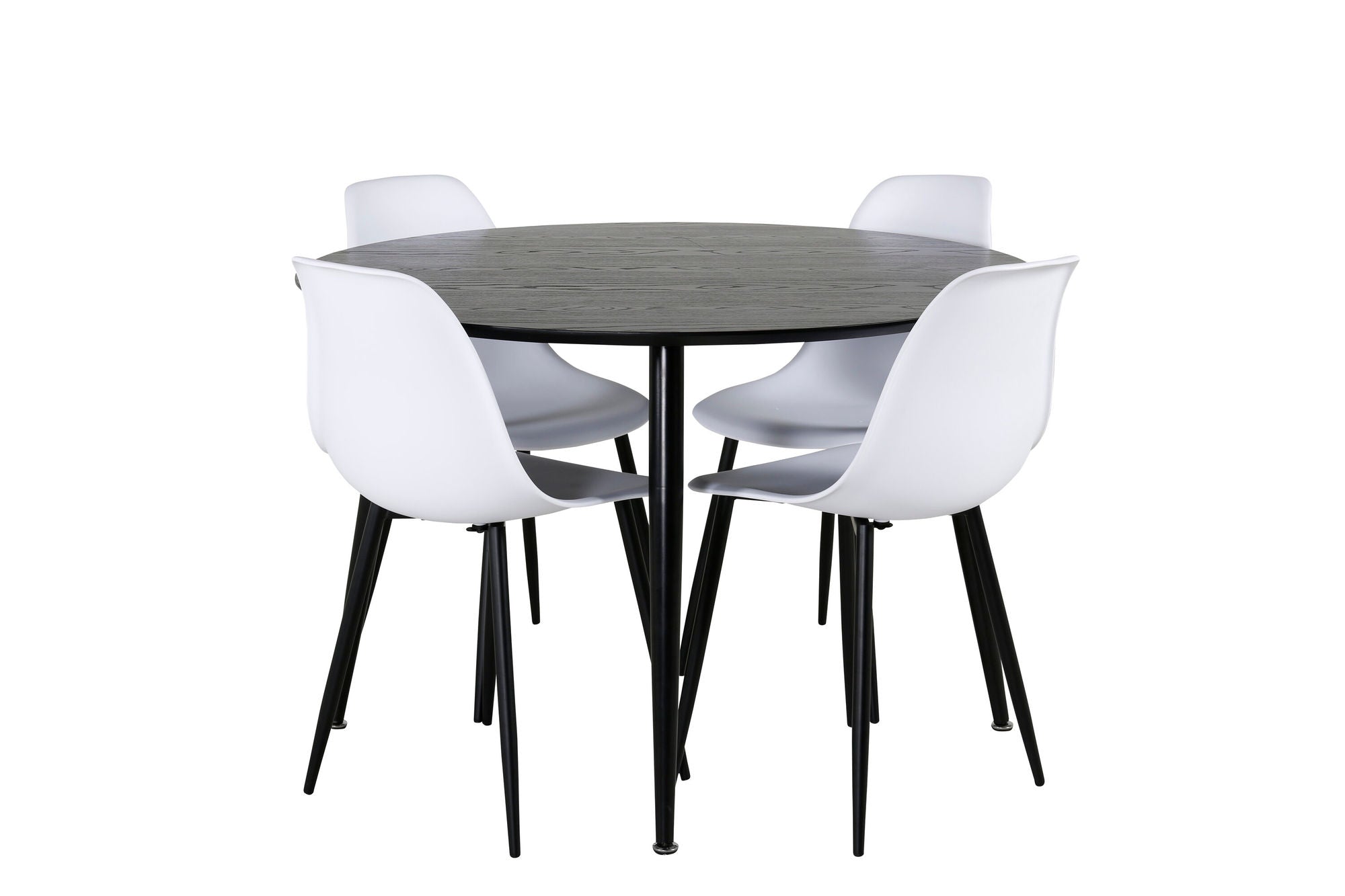Venture Home Dipp spisebord - 115cm - Black Veneer / All black legs +Polar Plastic Dining