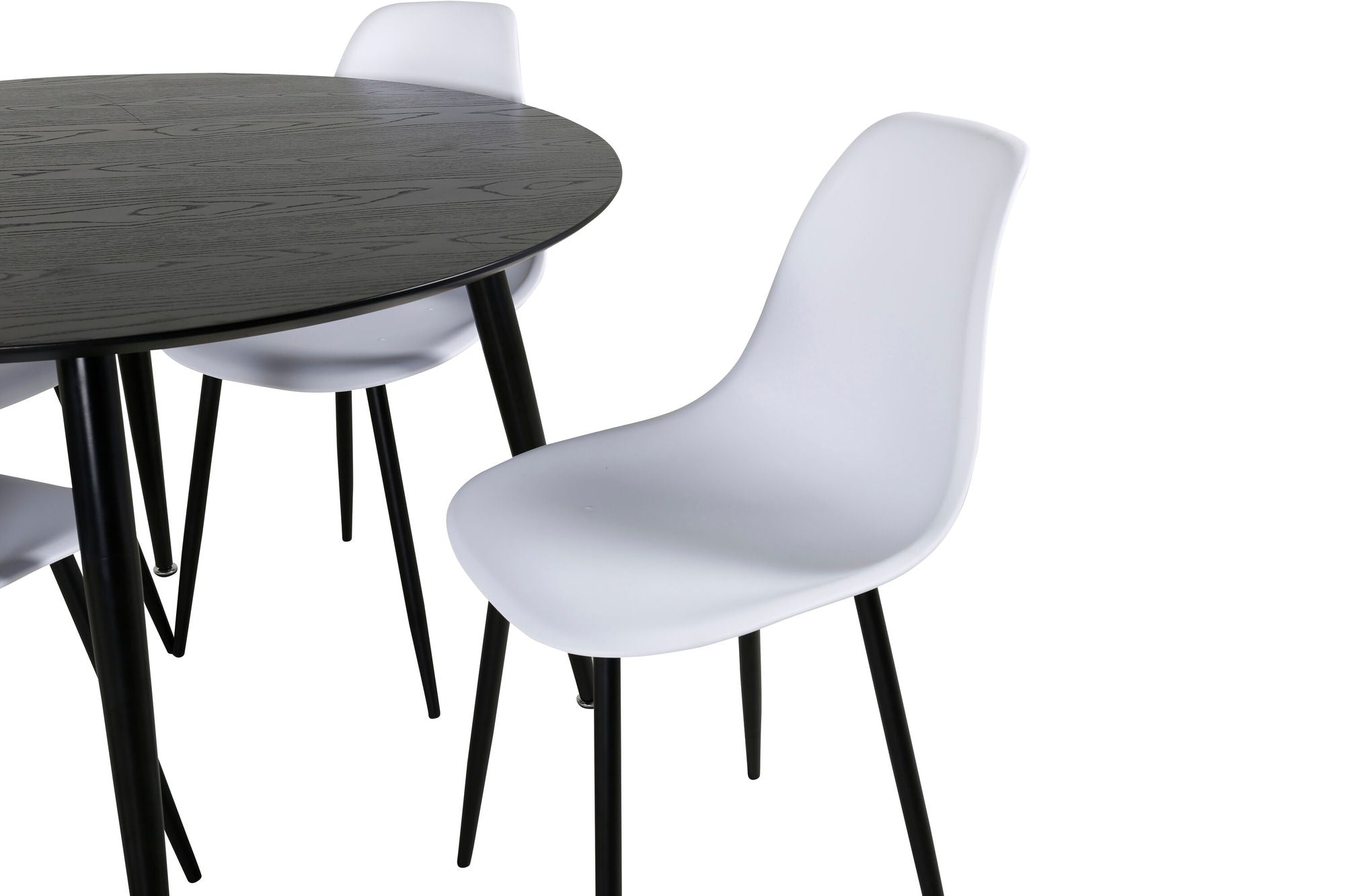 Venture Home Dipp spisebord - 115cm - Black Veneer / All black legs +Polar Plastic Dining