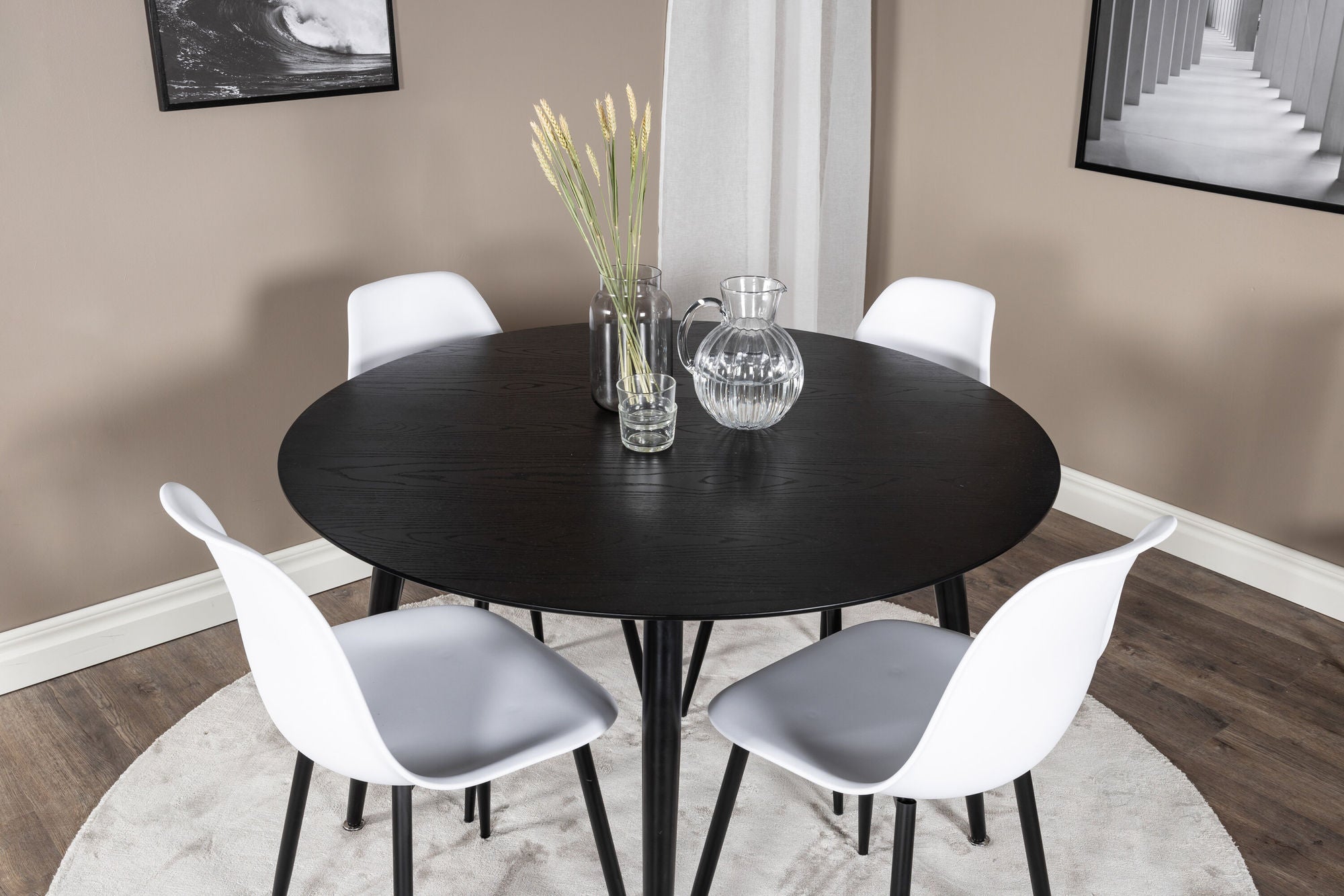 Venture Home Dipp spisebord - 115cm - Black Veneer / All black legs +Polar Plastic Dining