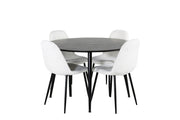 Venture Home Dipp spisebord - 115cm - Black Veneer / All black legs +Polar Fluff Dining C