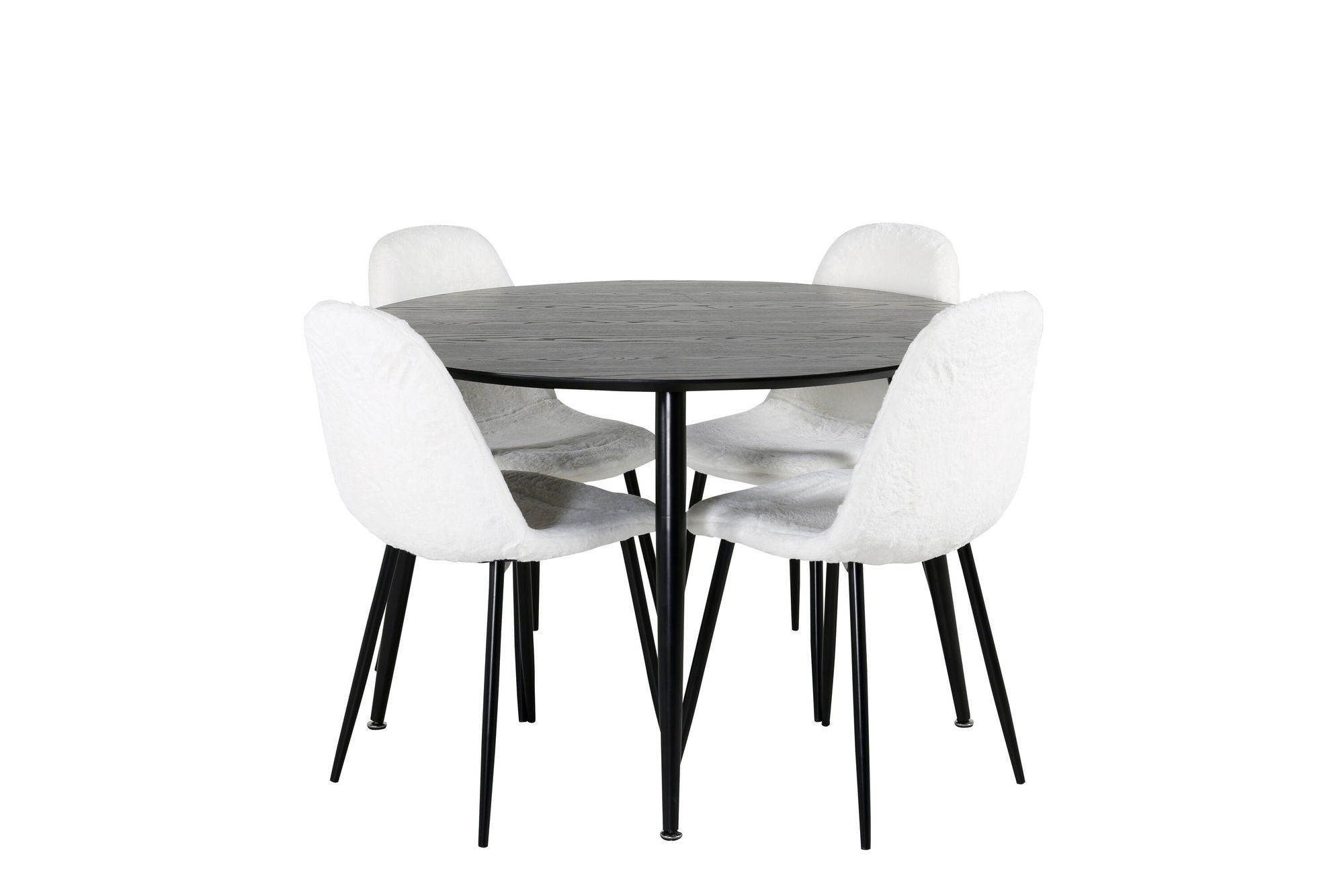 Venture Home Dipp spisebord - 115cm - Black Veneer / All black legs +Polar Fluff Dining C
