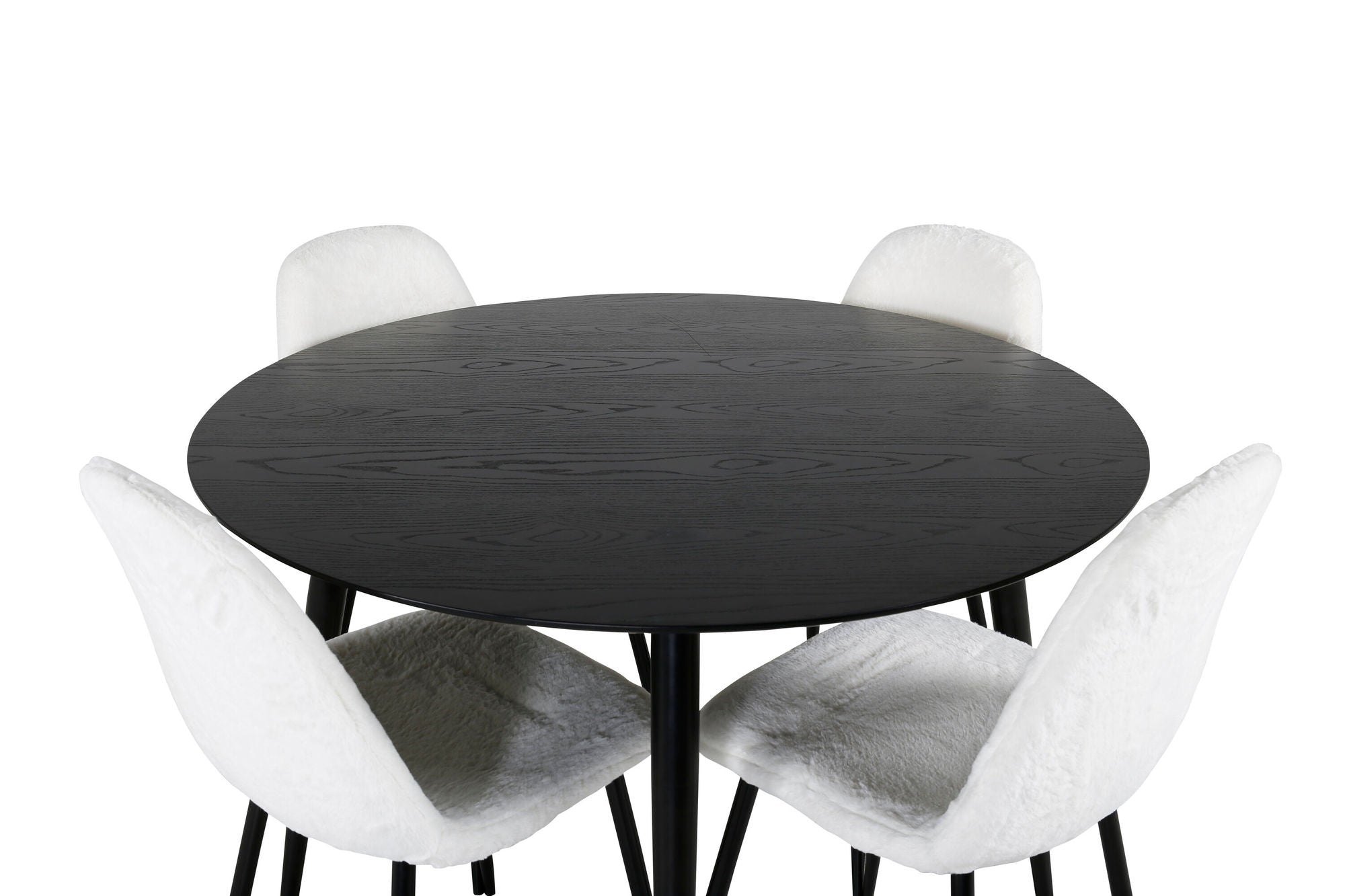 Venture Home Dipp spisebord - 115cm - Black Veneer / All black legs +Polar Fluff Dining C