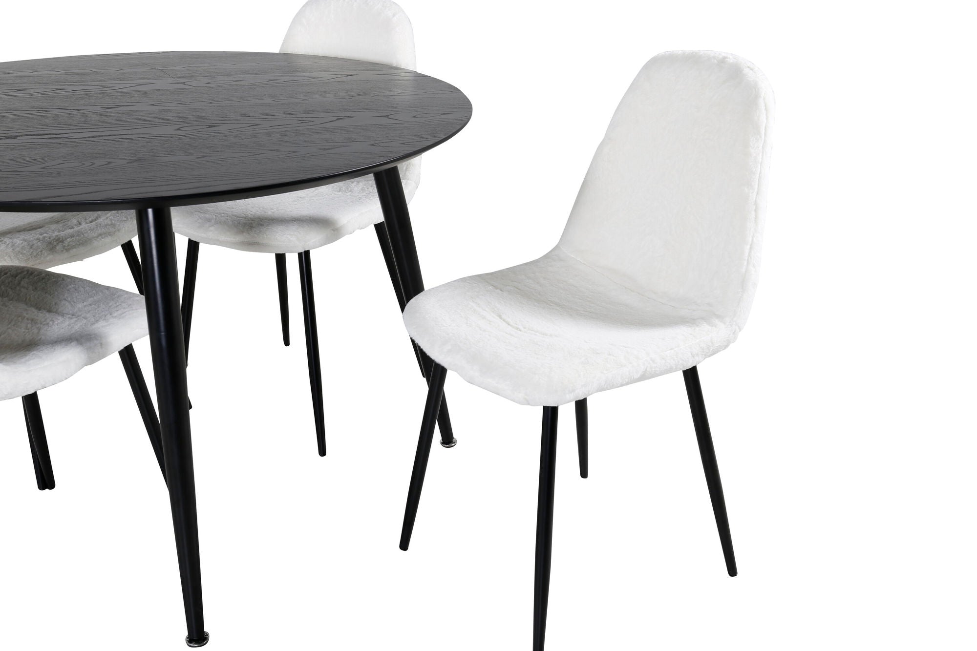 Venture Home Dipp spisebord - 115cm - Black Veneer / All black legs +Polar Fluff Dining C