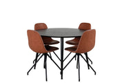 Venture Home Dipp spisebord - 115cm - Black Veneer / All black legs +Polar Spisebordsstol w
