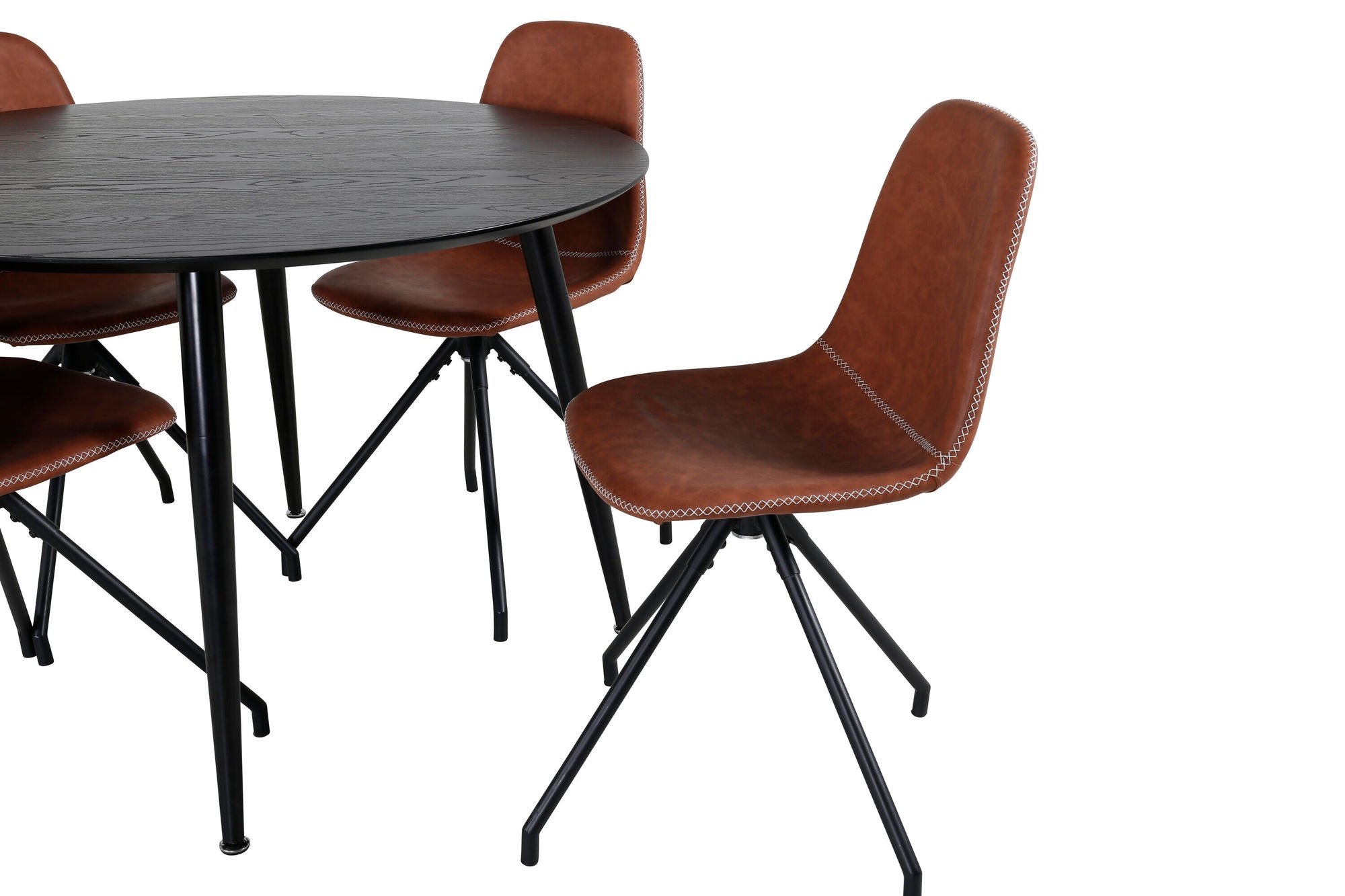 Venture Home Dipp spisebord - 115cm - Black Veneer / All black legs +Polar Spisebordsstol w