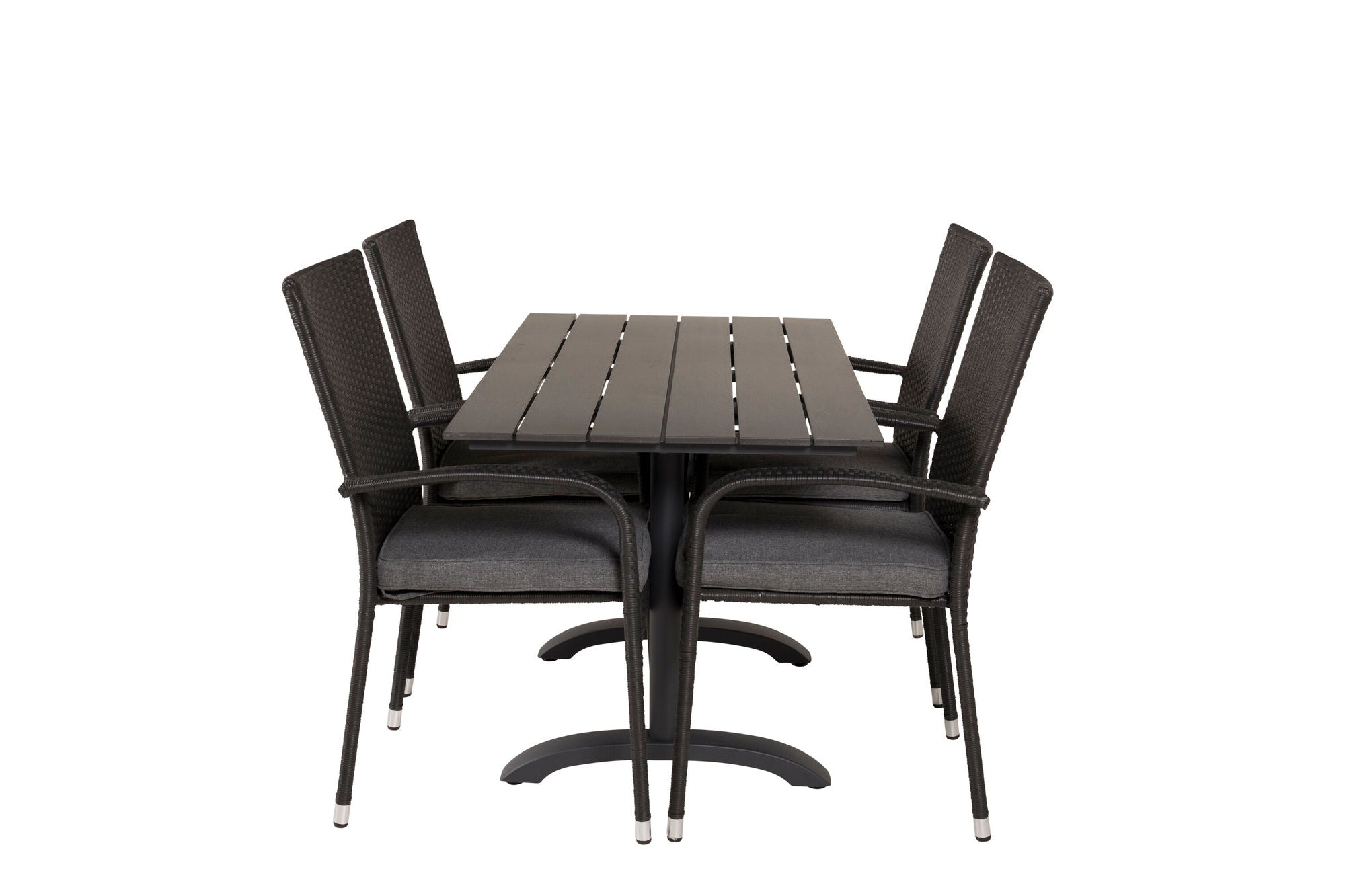 Venture Home Denver Café bord 120*70 - Black Alu / Black Aintwood+Anna Arm stol (stackable)