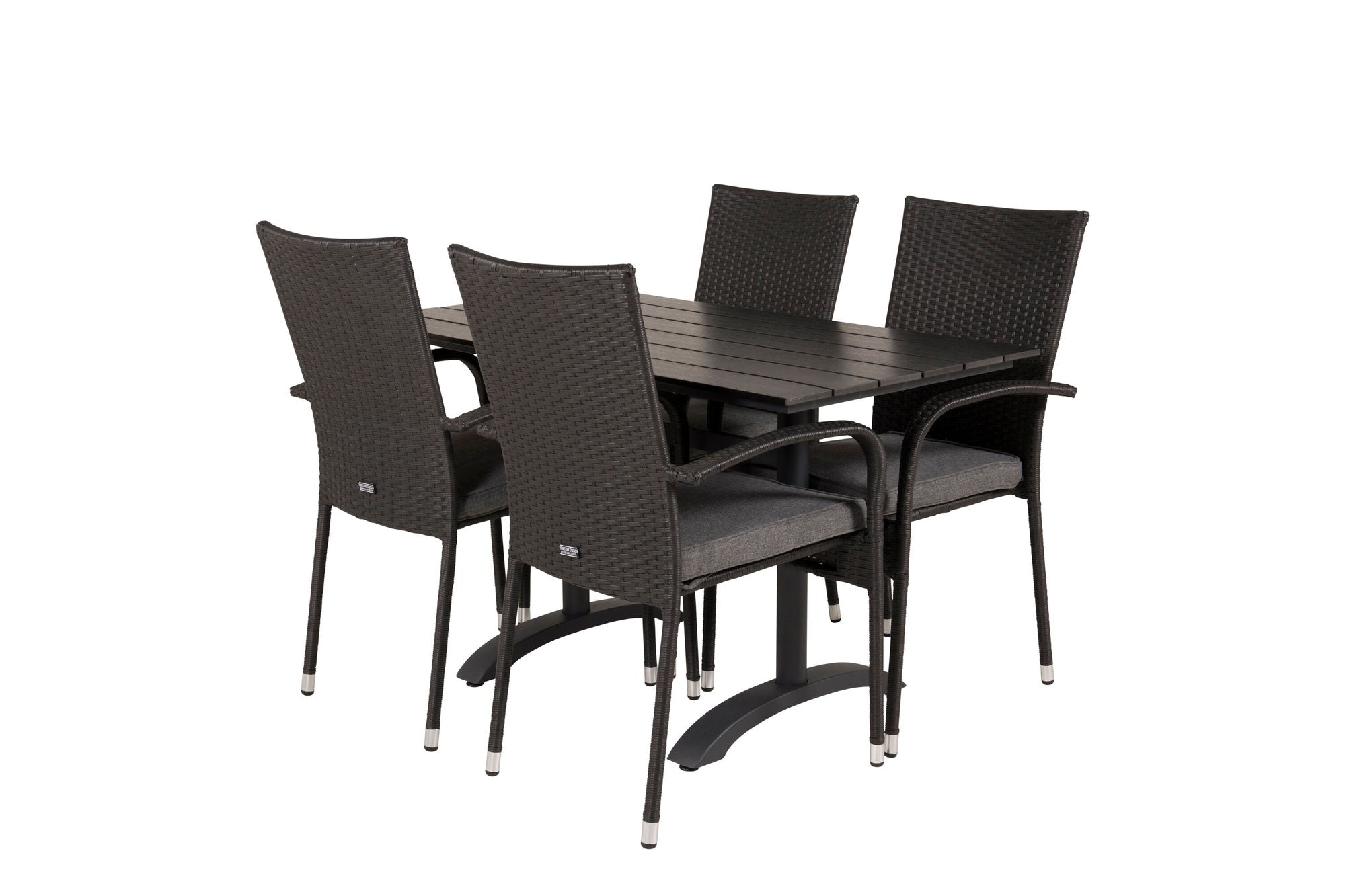 Venture Home Denver Café bord 120*70 - Black Alu / Black Aintwood+Anna Arm stol (stackable)