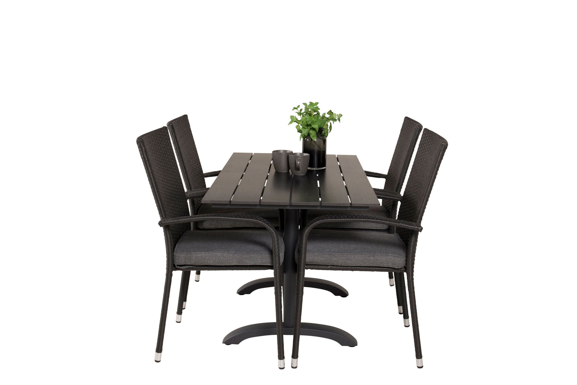 Venture Home Denver Café bord 120*70 - Black Alu / Black Aintwood+Anna Arm stol (stackable)
