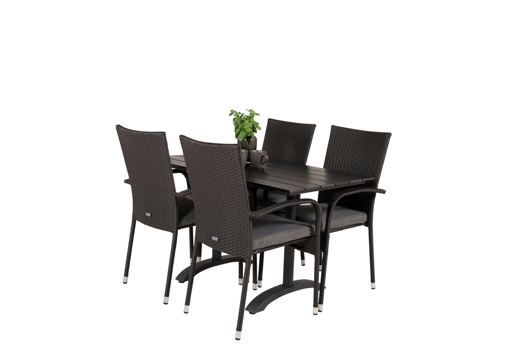 Venture Home Denver Café bord 120*70 - Black Alu / Black Aintwood+Anna Arm stol (stackable)
