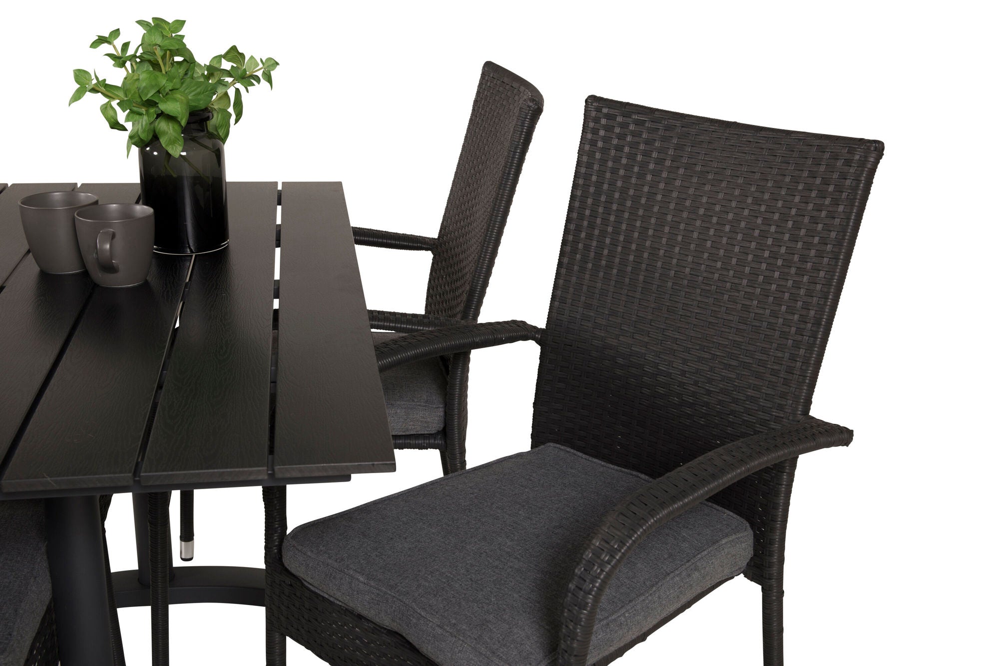 Venture Home Denver Café bord 120*70 - Black Alu / Black Aintwood+Anna Arm stol (stackable)