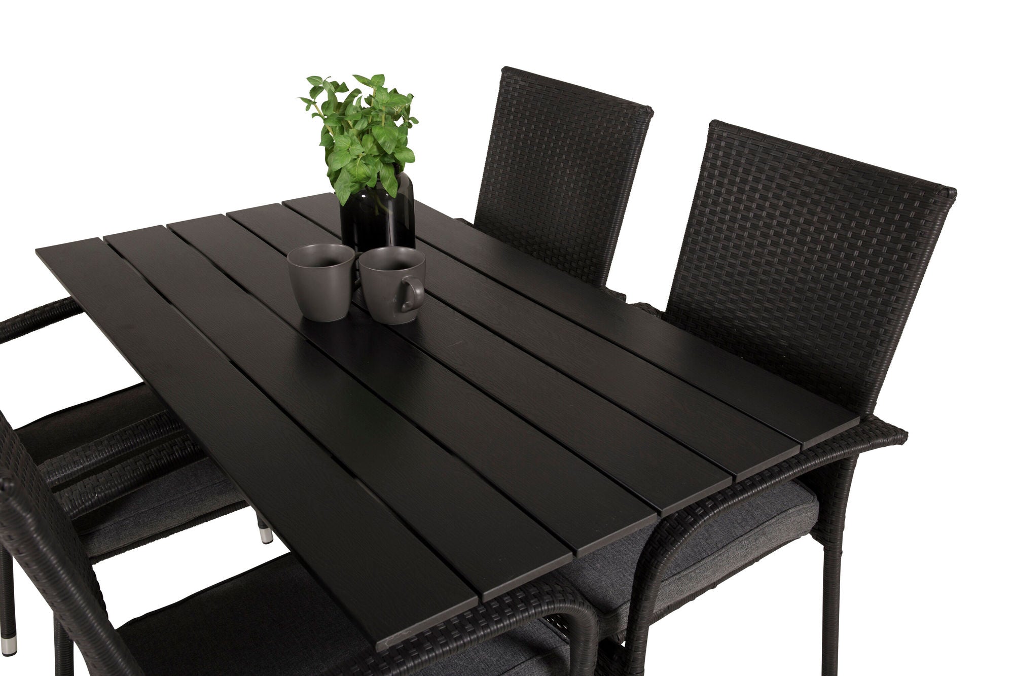 Venture Home Denver Café bord 120*70 - Black Alu / Black Aintwood+Anna Arm stol (stackable)