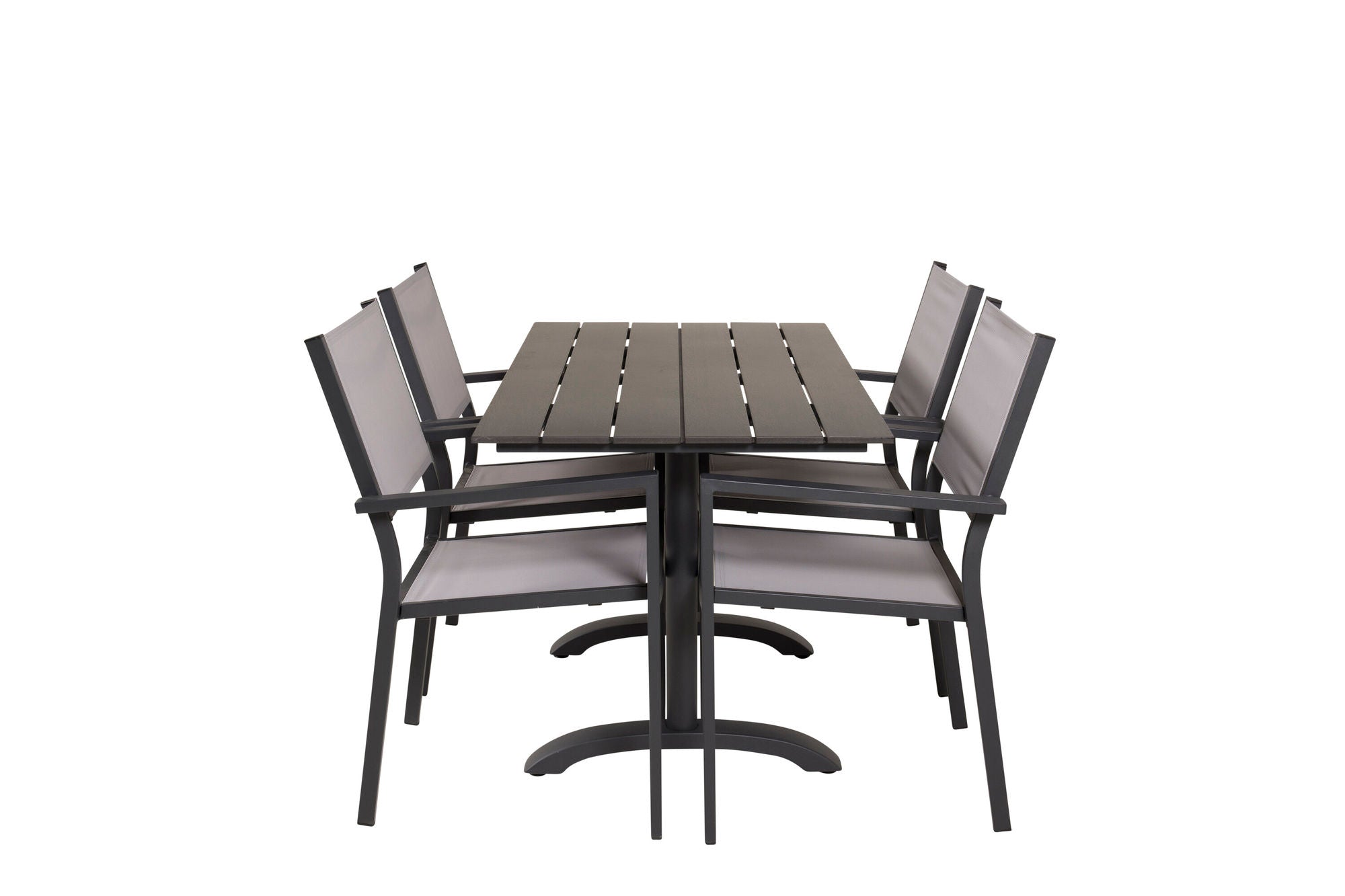 Venture Home Denver Café bord 120*70 - Black Alu / Black Aintwood+Copacabana Arm stol (stac