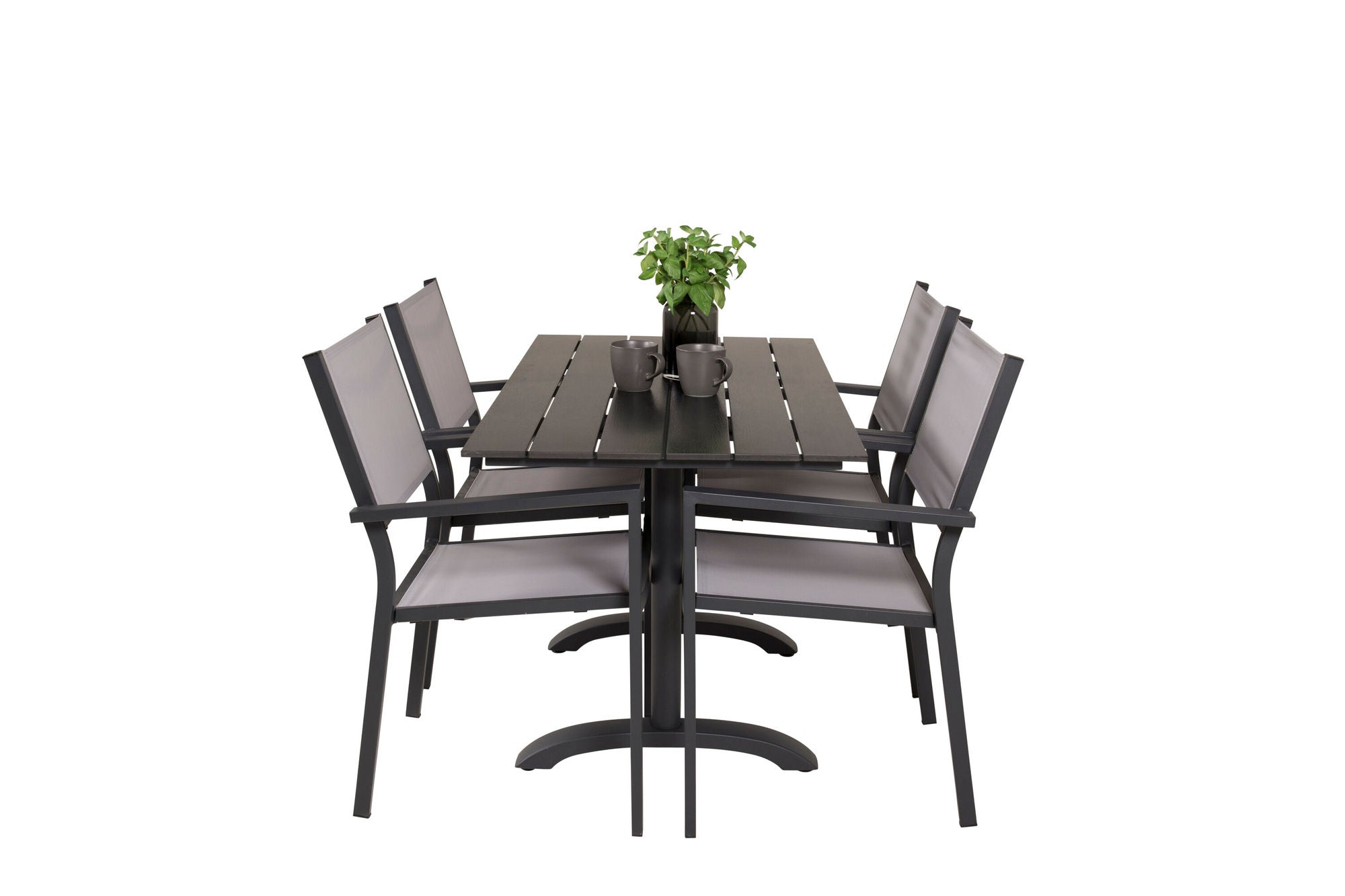 Venture Home Denver Café bord 120*70 - Black Alu / Black Aintwood+Copacabana Arm stol (stac