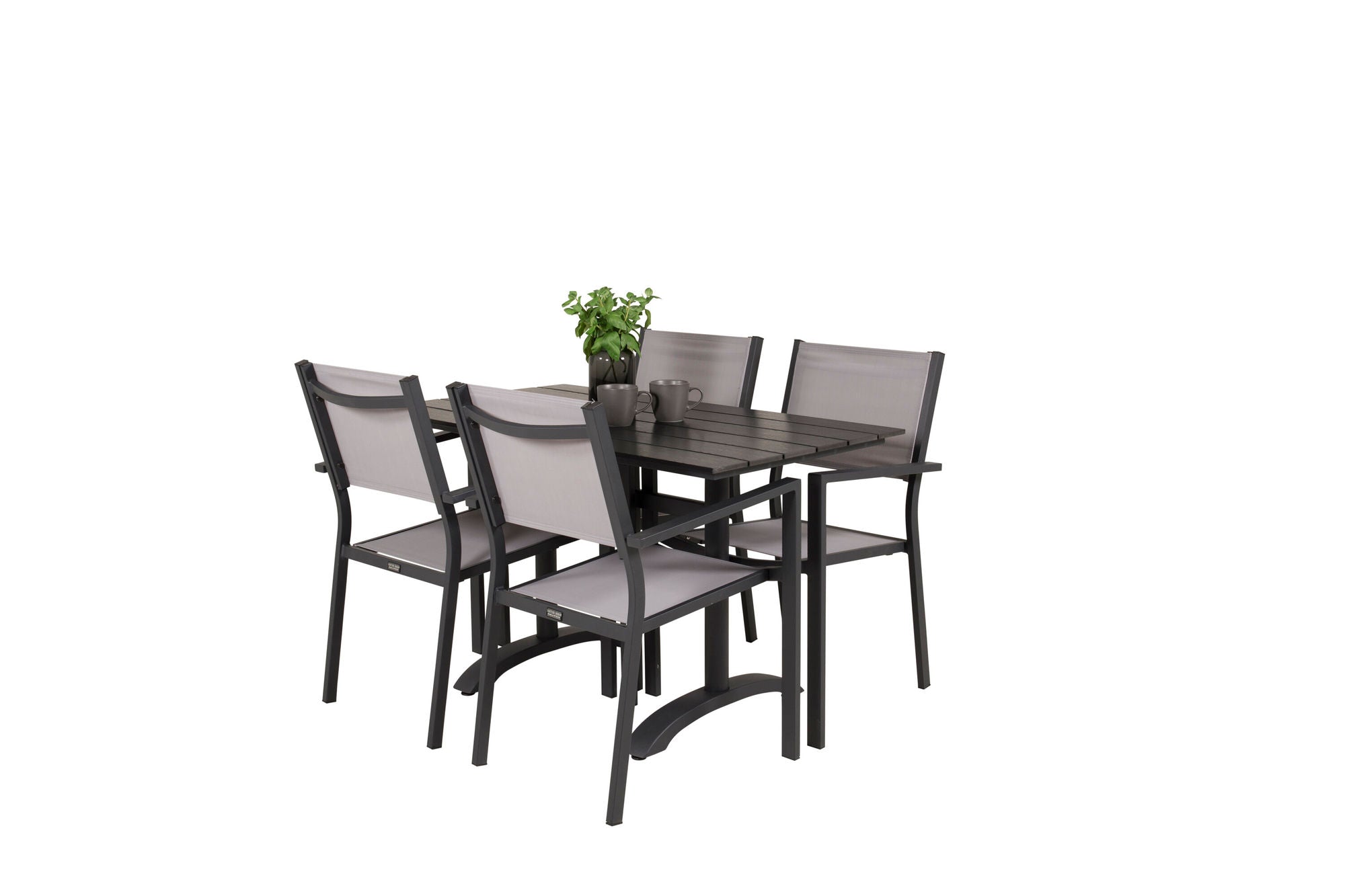 Venture Home Denver Café bord 120*70 - Black Alu / Black Aintwood+Copacabana Arm stol (stac