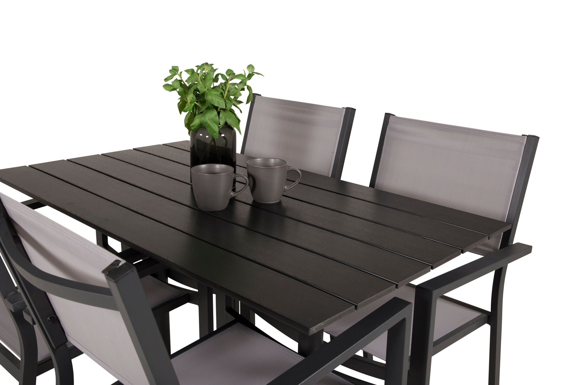 Venture Home Denver Café bord 120*70 - Black Alu / Black Aintwood+Copacabana Arm stol (stac