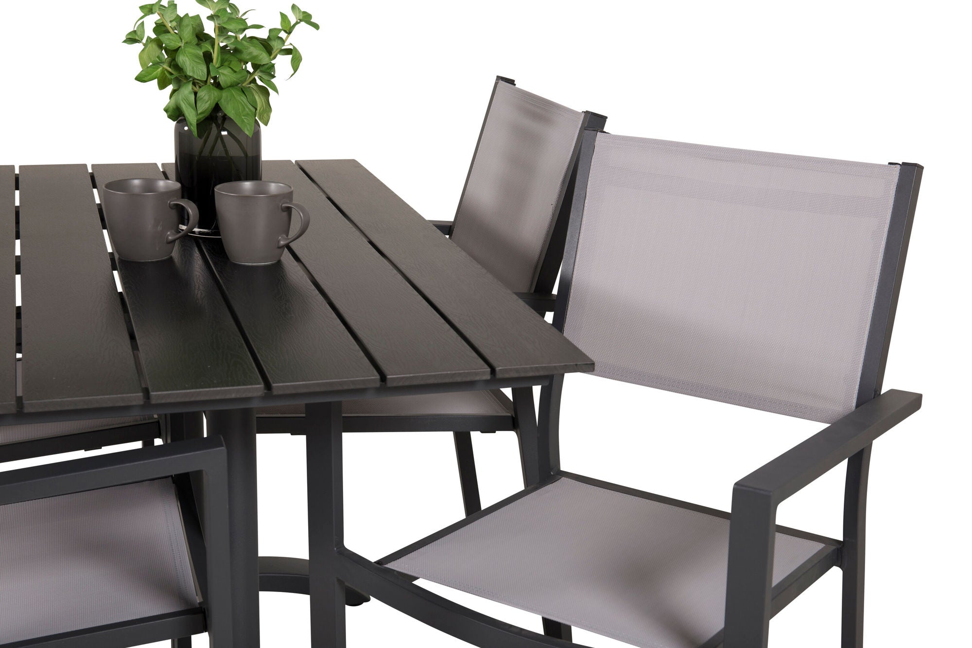 Venture Home Denver Café bord 120*70 - Black Alu / Black Aintwood+Copacabana Arm stol (stac