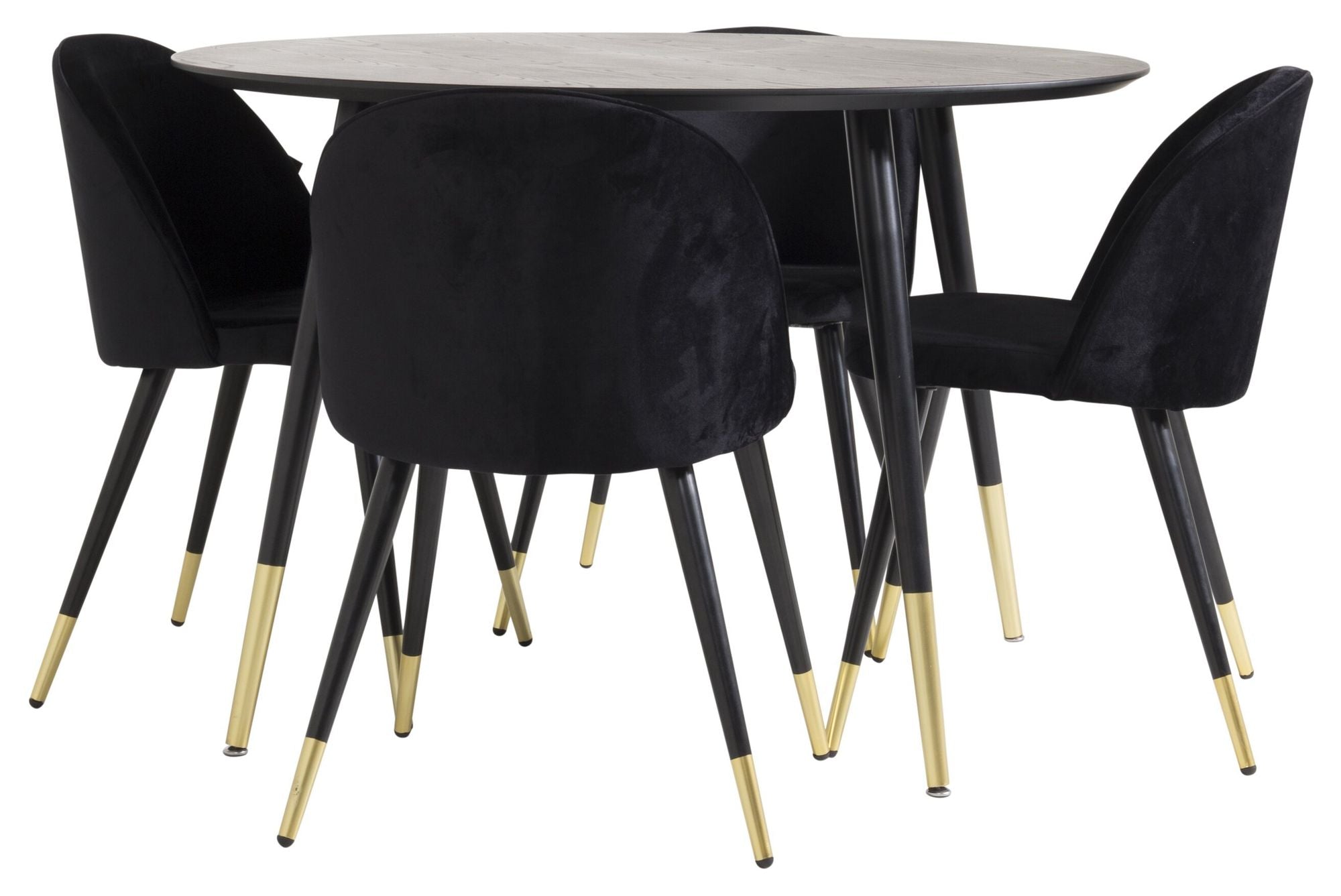 Venture Home Dipp spisebord - 115cm - Black Veneer / black legs w brass dipp +Velvet Brass
