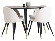Venture Home Dipp spisebord - 115cm - Black Veneer / black legs w brass dipp +Velvet Dinin