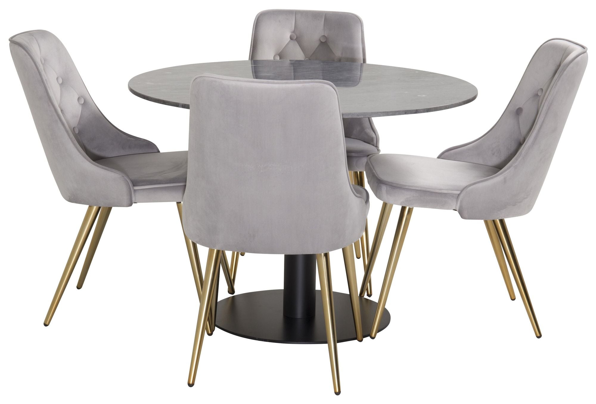 Venture Home Estelle runt Matbord - Svart / Svart marmor - ø106*H75Velvet Deluxe Spisebordsstol