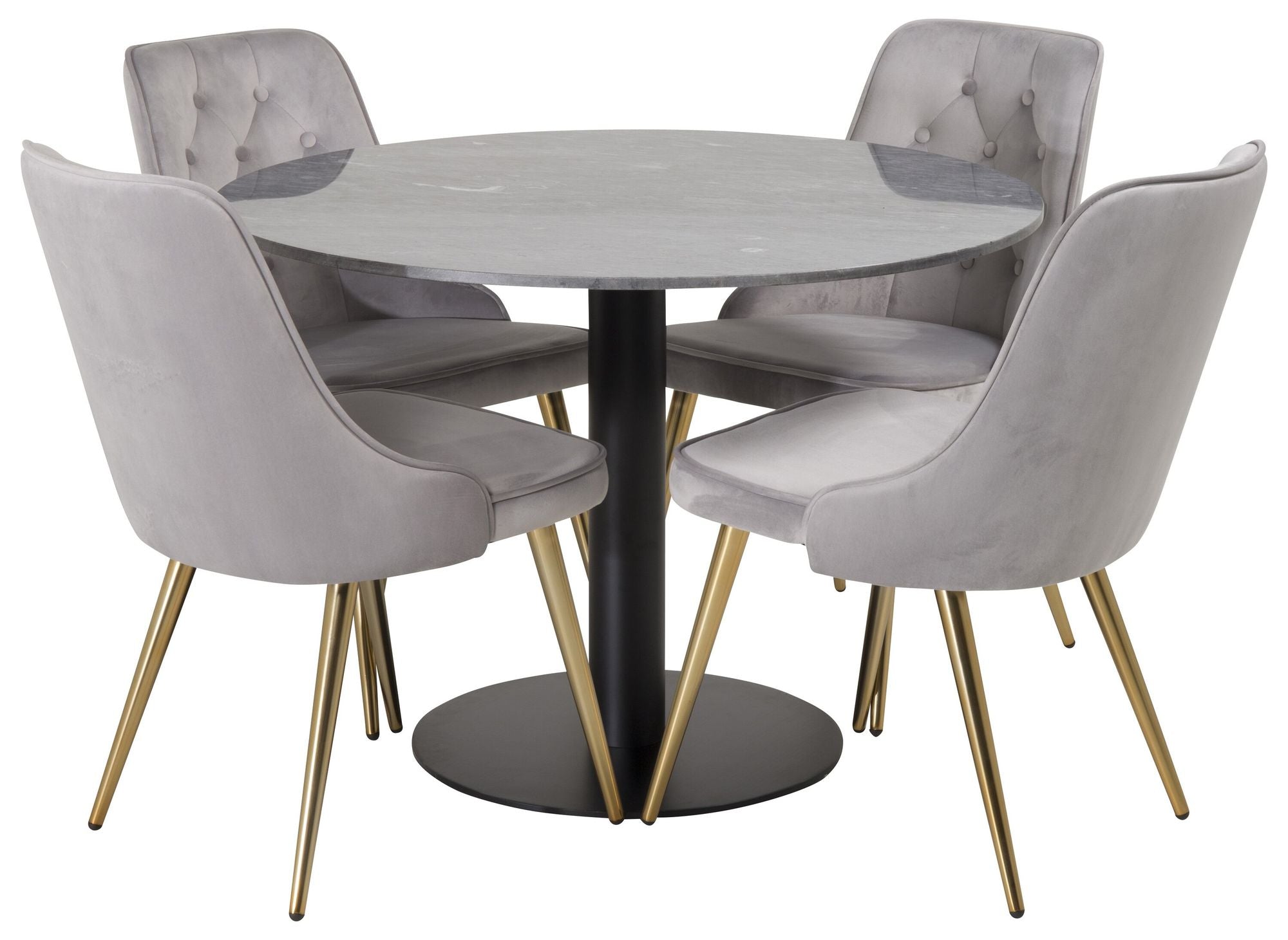 Venture Home Estelle runt Matbord - Svart / Svart marmor - ø106*H75Velvet Deluxe Spisebordsstol
