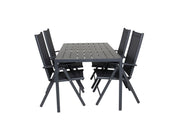 Venture Home Break Matbord - Svart alu / svart aintwood - 150*90+Break 5:pos stol - Svart_4