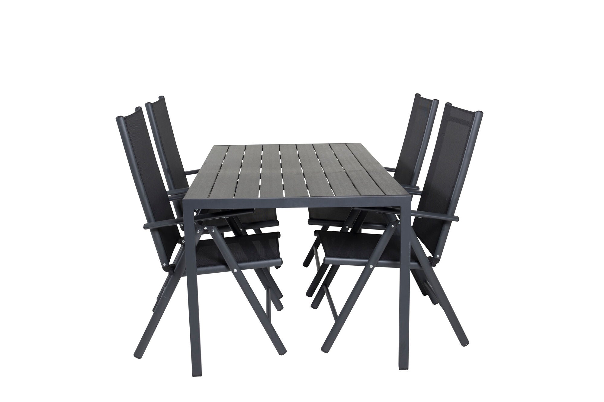 Venture Home Break Matbord - Svart alu / svart aintwood - 150*90+Break 5:pos stol - Svart_4