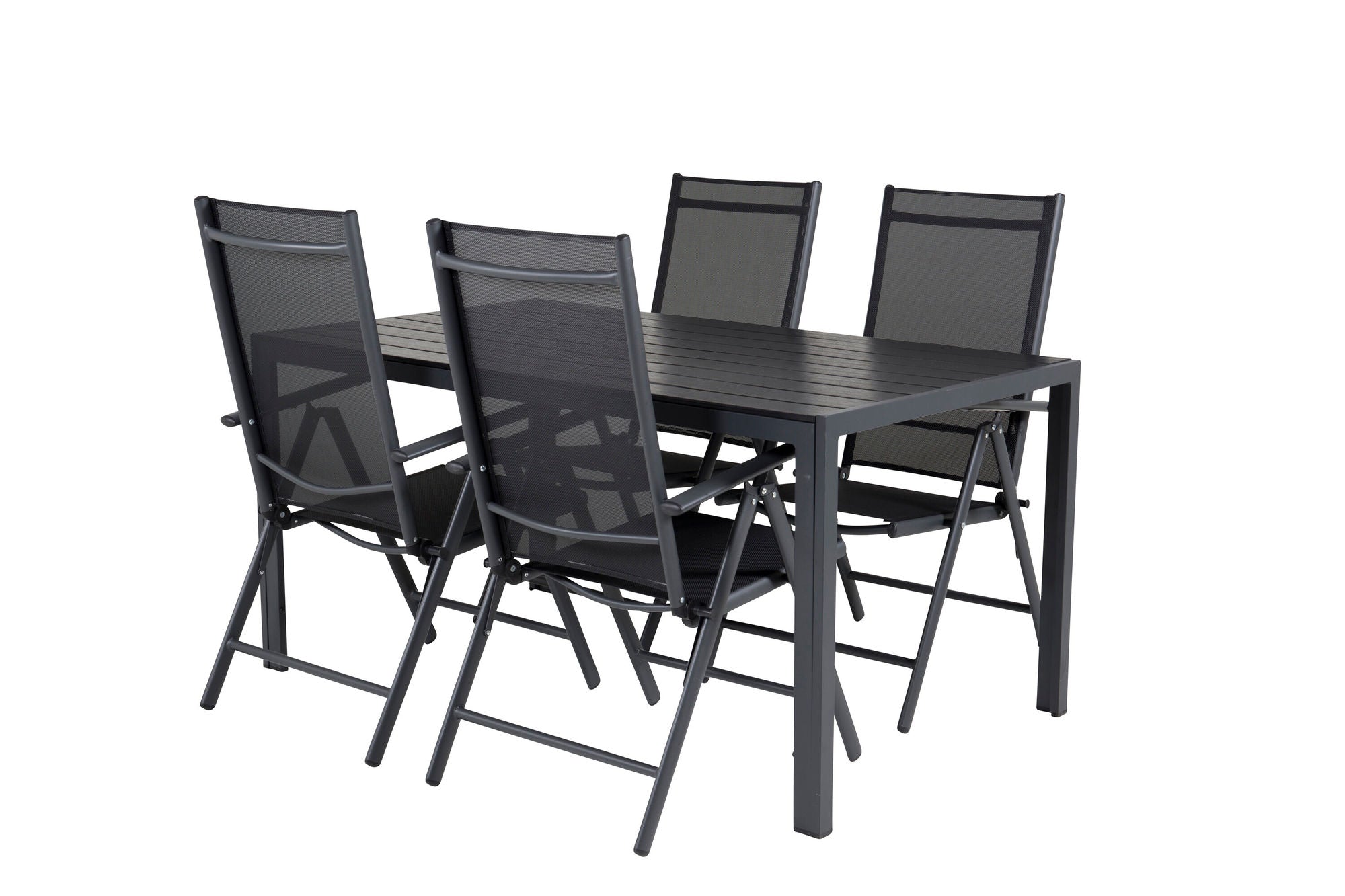 Venture Home Break Matbord - Svart alu / svart aintwood - 150*90+Break 5:pos stol - Svart_4