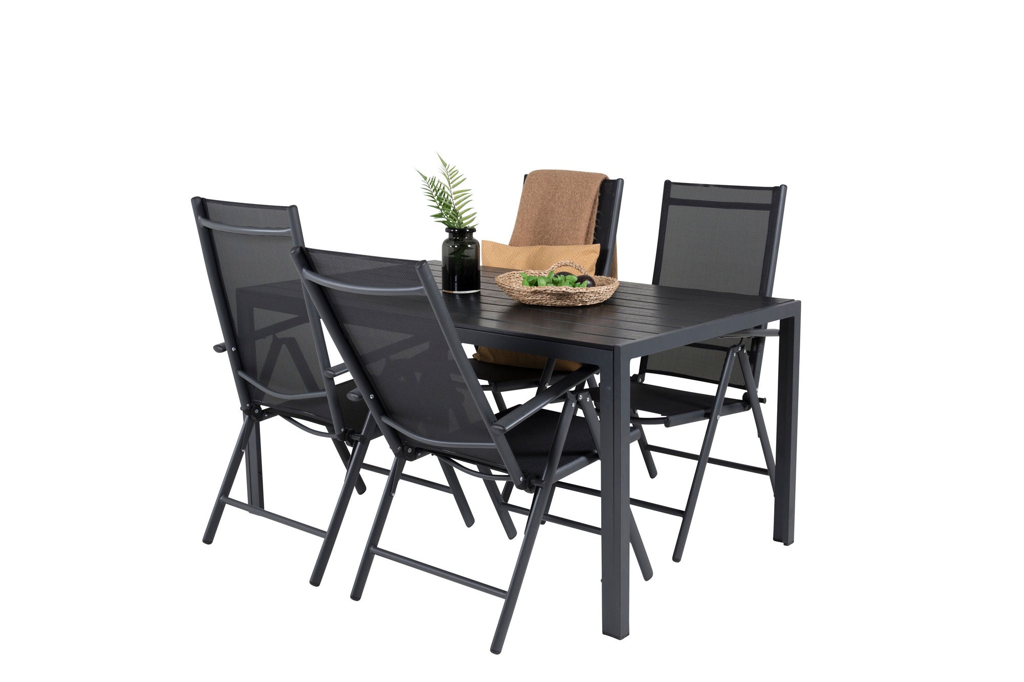 Venture Home Break Matbord - Svart alu / svart aintwood - 150*90+Break 5:pos stol - Svart_4