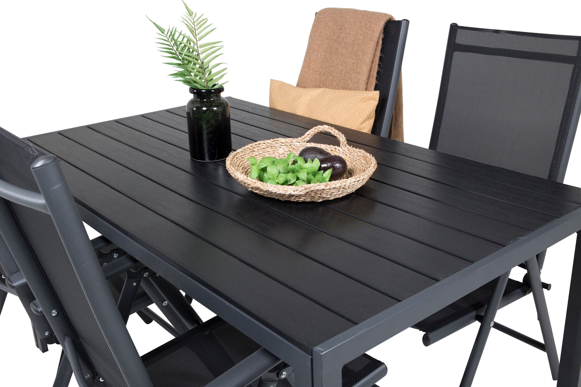Venture Home Break Matbord - Svart alu / svart aintwood - 150*90+Break 5:pos stol - Svart_4