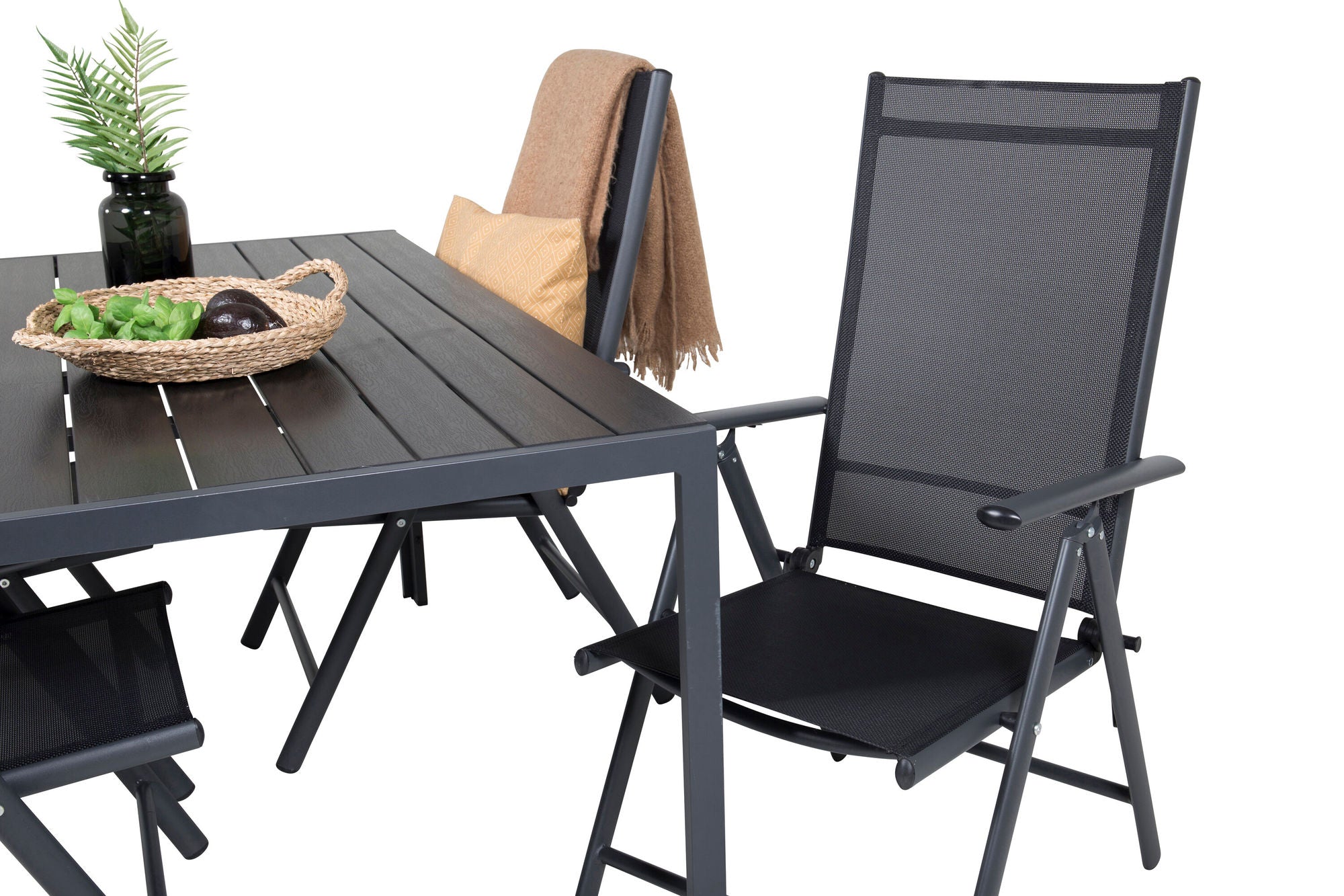 Venture Home Break Matbord - Svart alu / svart aintwood - 150*90+Break 5:pos stol - Svart_4