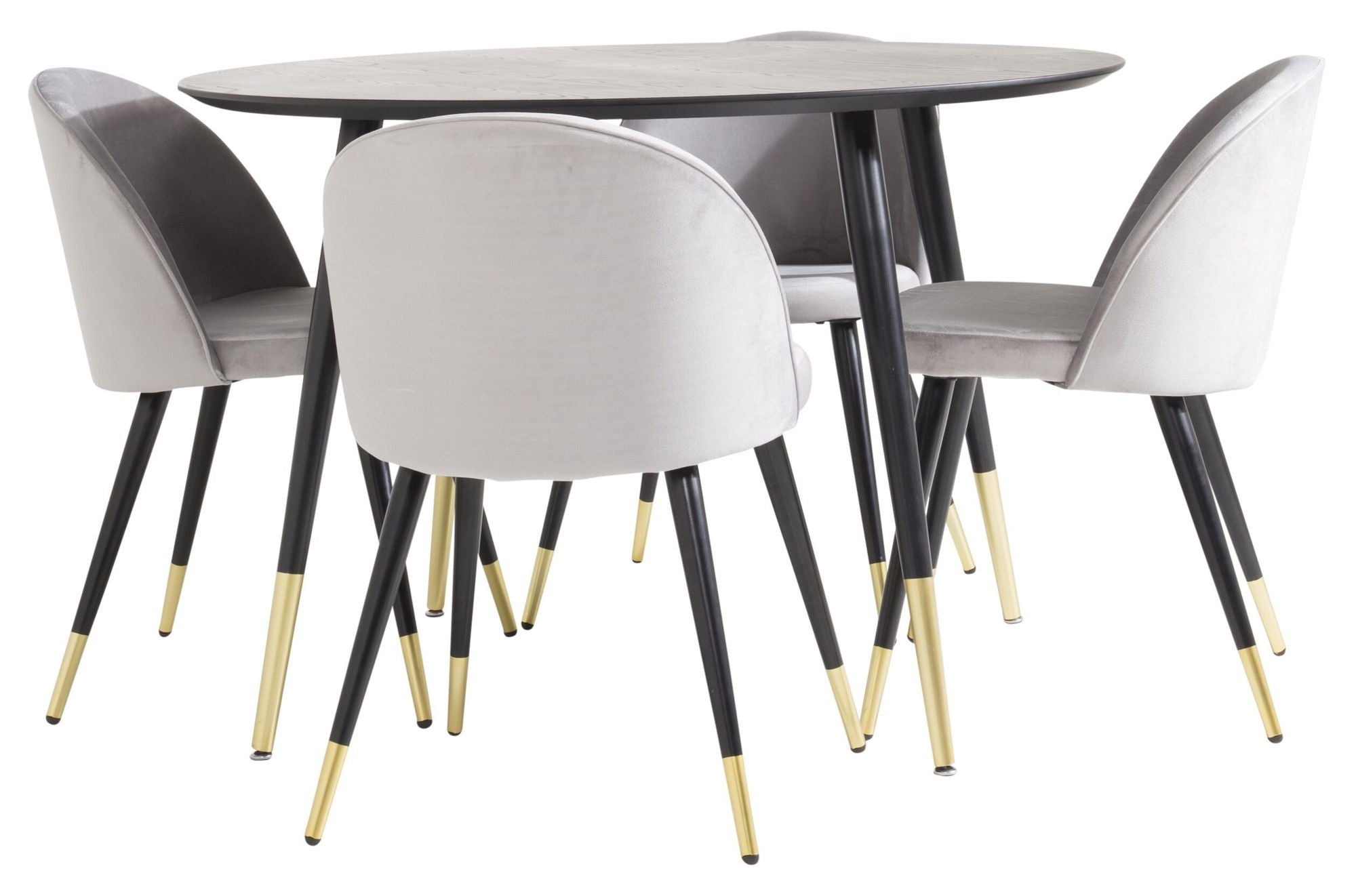Venture Home Dipp spisebord - 115cm - Black Veneer / black legs w brass dipp +Velvet Matst