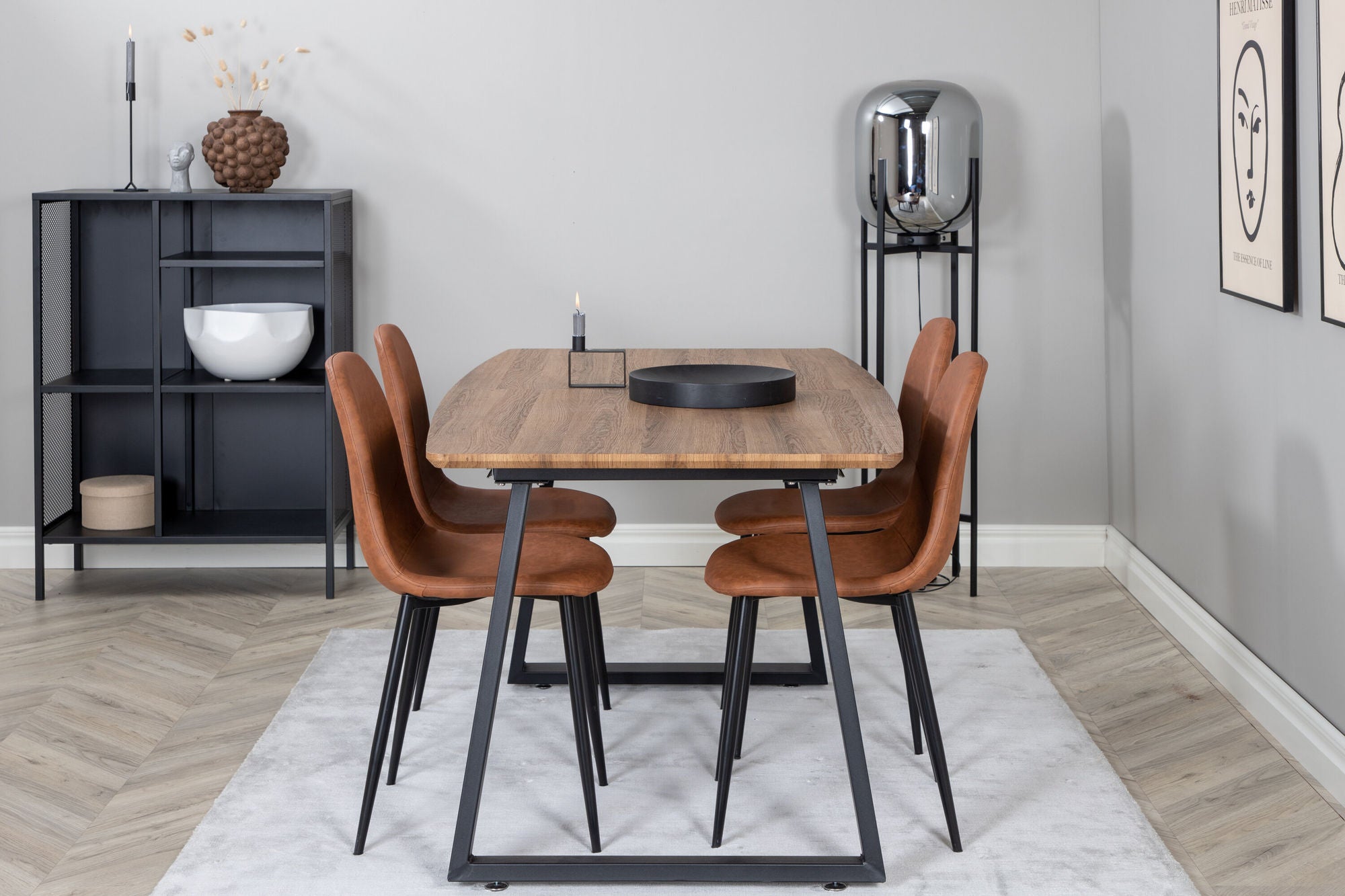 Venture Home Inca spisebord - 160/200*85*H75 - Oak / Black - Polar Spisebordsstol - Brown / Black 4
