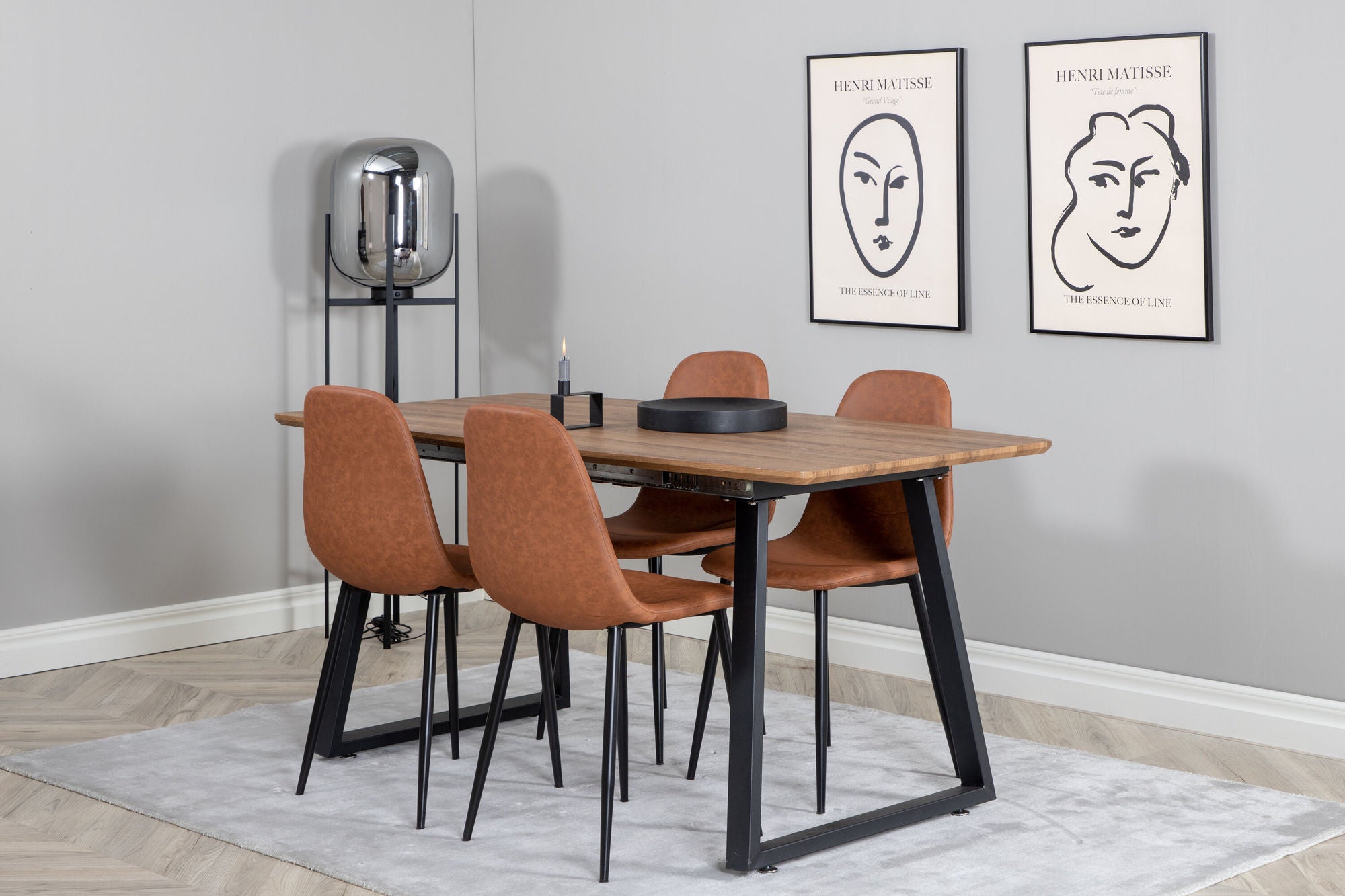 Venture Home Inca spisebord - 160/200*85*H75 - Oak / Black - Polar Spisebordsstol - Brown / Black 4