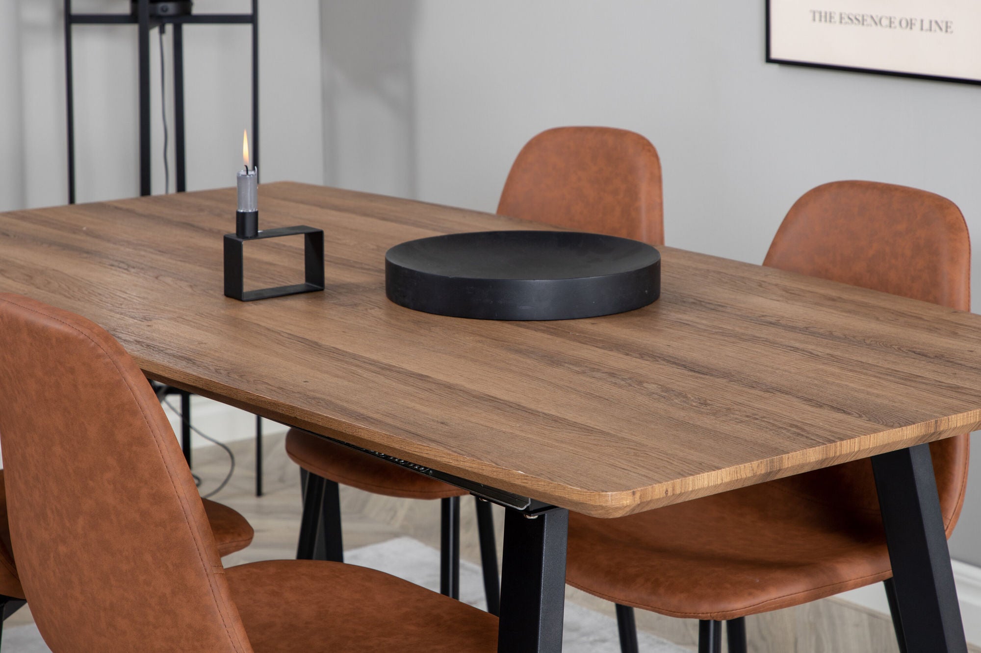 Venture Home Inca spisebord - 160/200*85*H75 - Oak / Black - Polar Spisebordsstol - Brown / Black 4