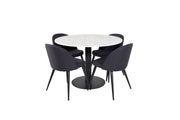 Venture Home Estelle rund spisebord ø106 H75 - White / Black+Velvet Dining Chiar - Blac