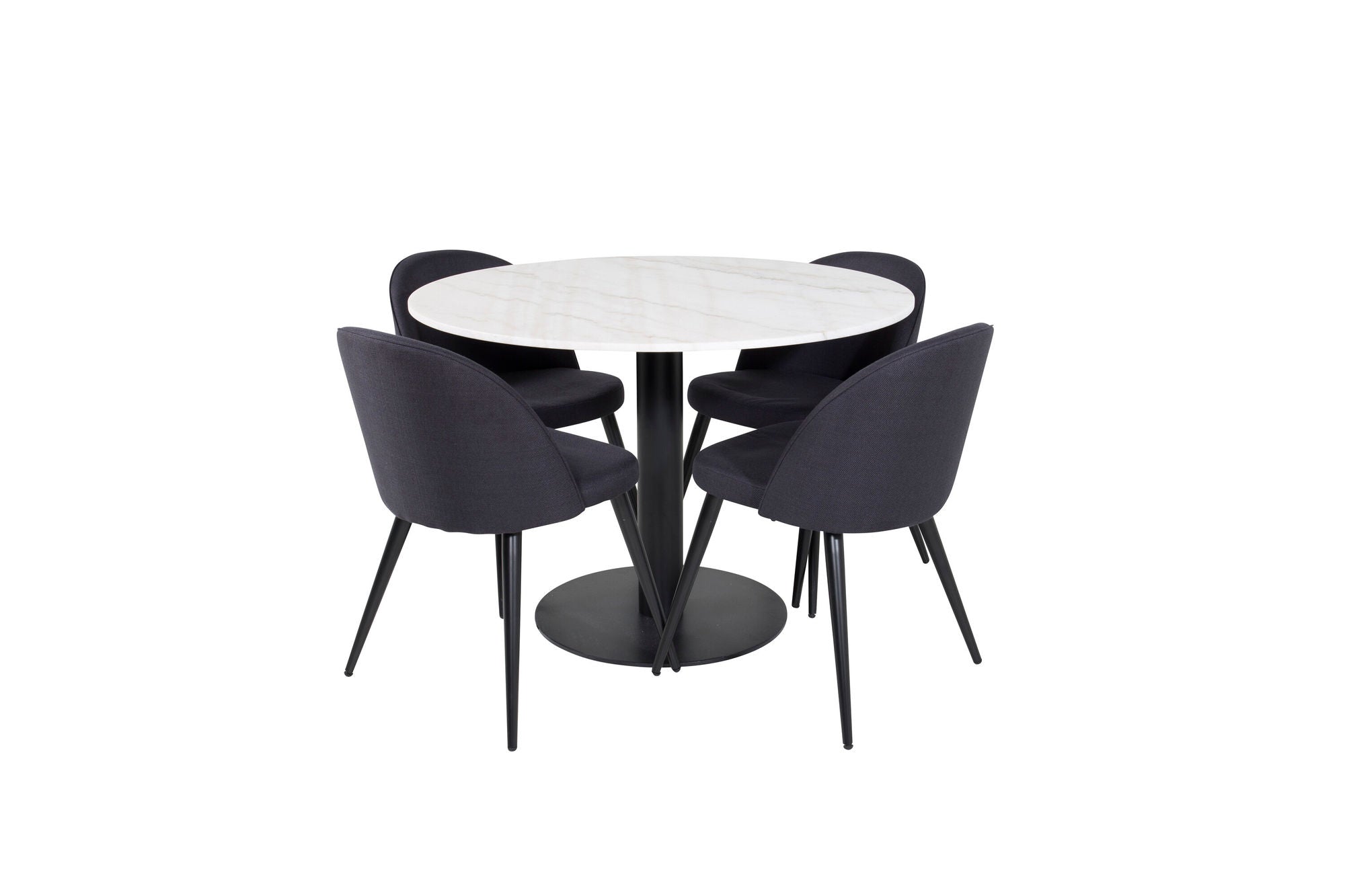 Venture Home Estelle rund spisebord ø106 H75 - White / Black+Velvet Dining Chiar - Blac