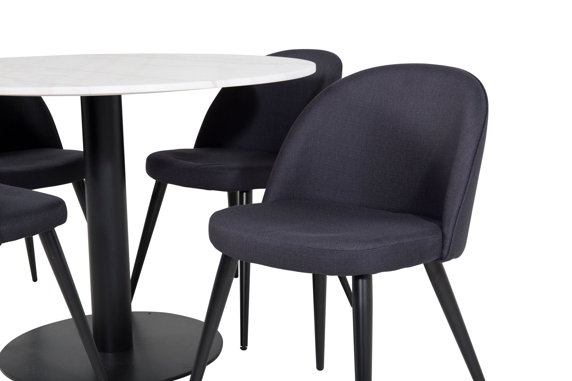 Venture Home Estelle rund spisebord ø106 H75 - White / Black+Velvet Dining Chiar - Blac