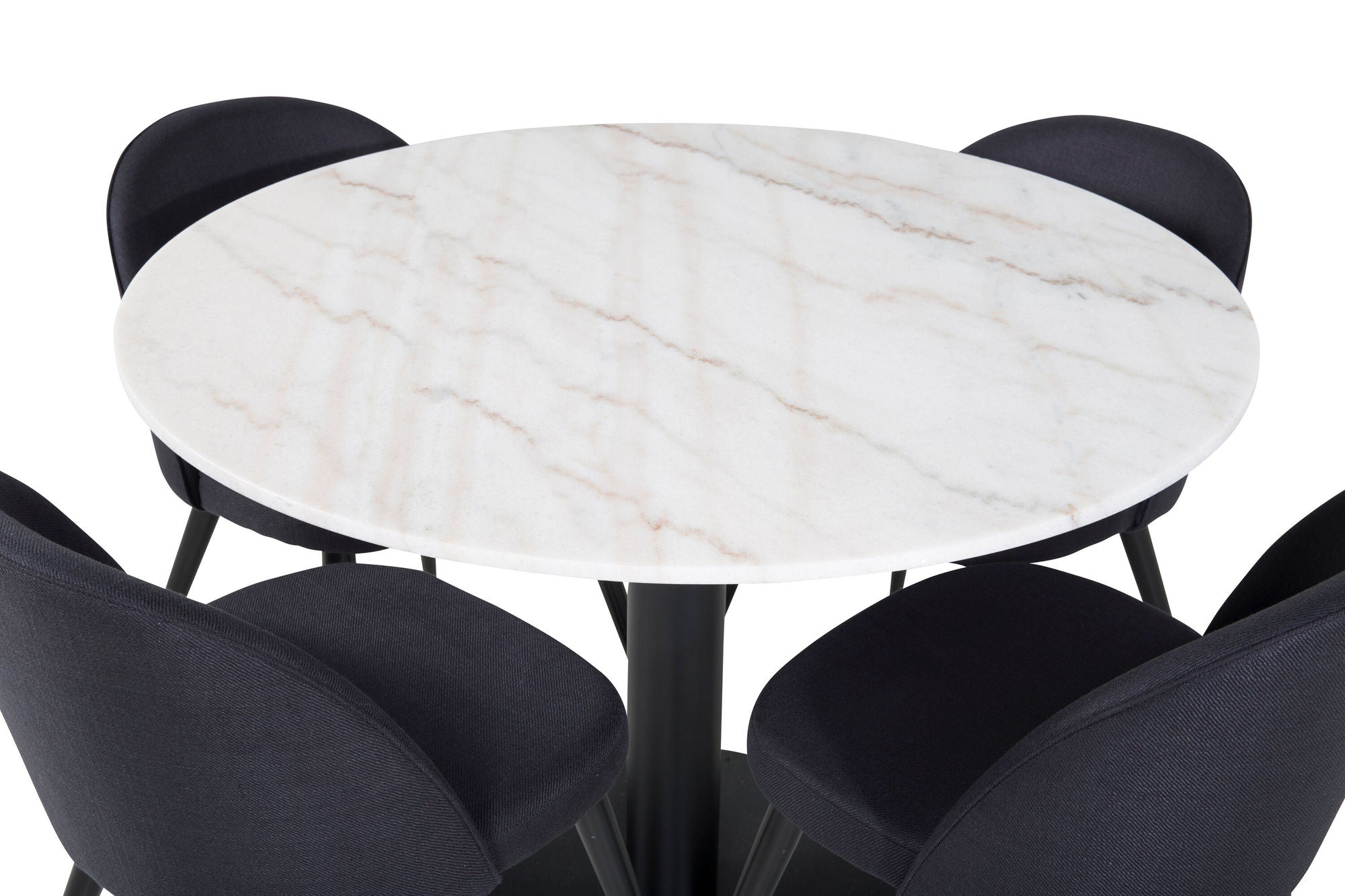 Venture Home Estelle rund spisebord ø106 H75 - White / Black+Velvet Dining Chiar - Blac