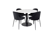 Venture Home Estelle rund spisebord ø106 H75 - White / Black+Wrinkles Spisebordsstol - Bla