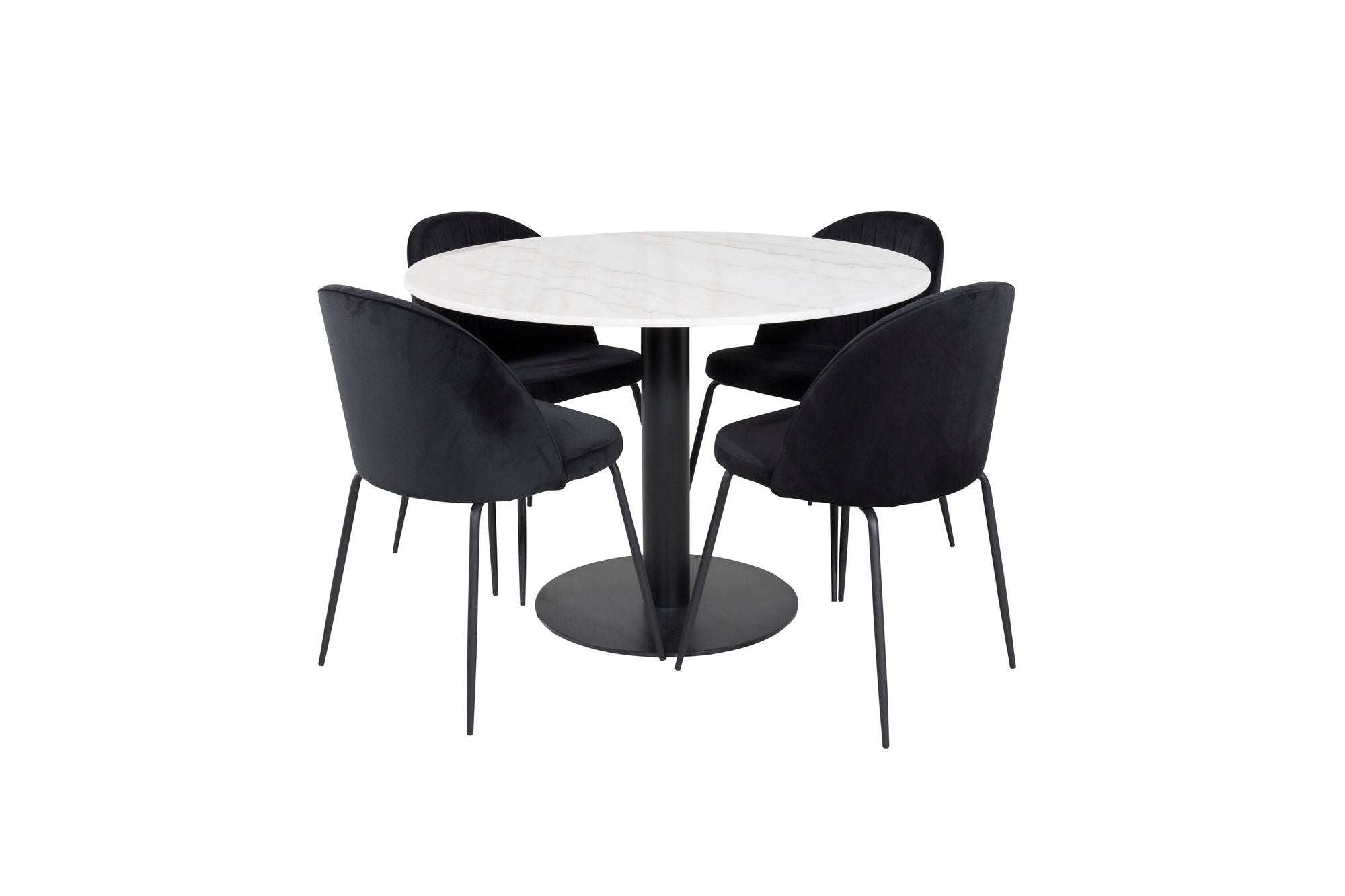 Venture Home Estelle rund spisebord ø106 H75 - White / Black+Wrinkles Spisebordsstol - Bla