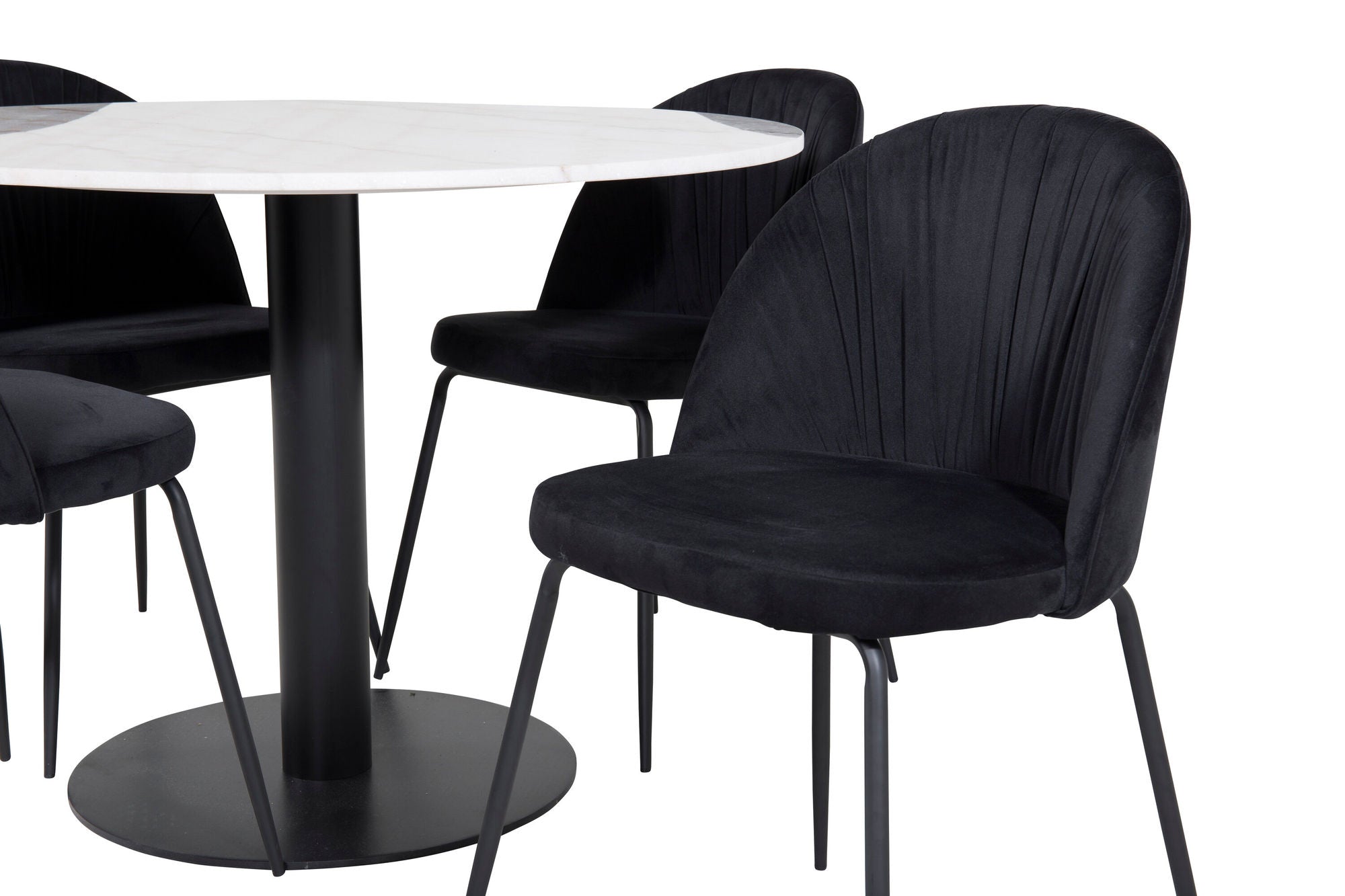 Venture Home Estelle rund spisebord ø106 H75 - White / Black+Wrinkles Spisebordsstol - Bla