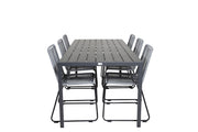Venture Home Break spisebord - 205*90 - Black Alu / Black Aintwood+Lindos Spisebordsstol - B