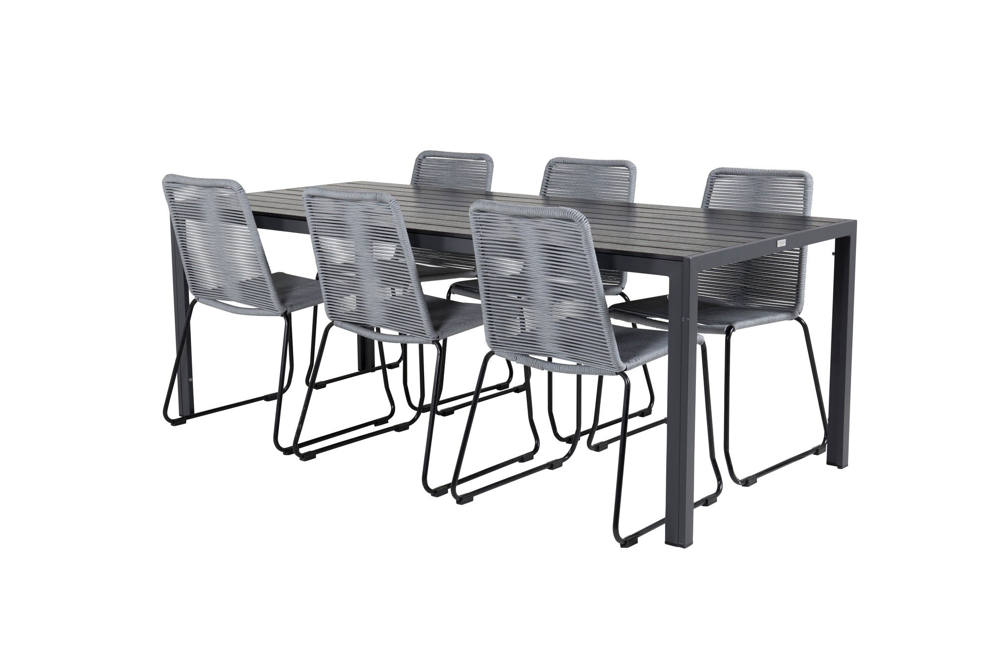 Venture Home Break spisebord - 205*90 - Black Alu / Black Aintwood+Lindos Spisebordsstol - B