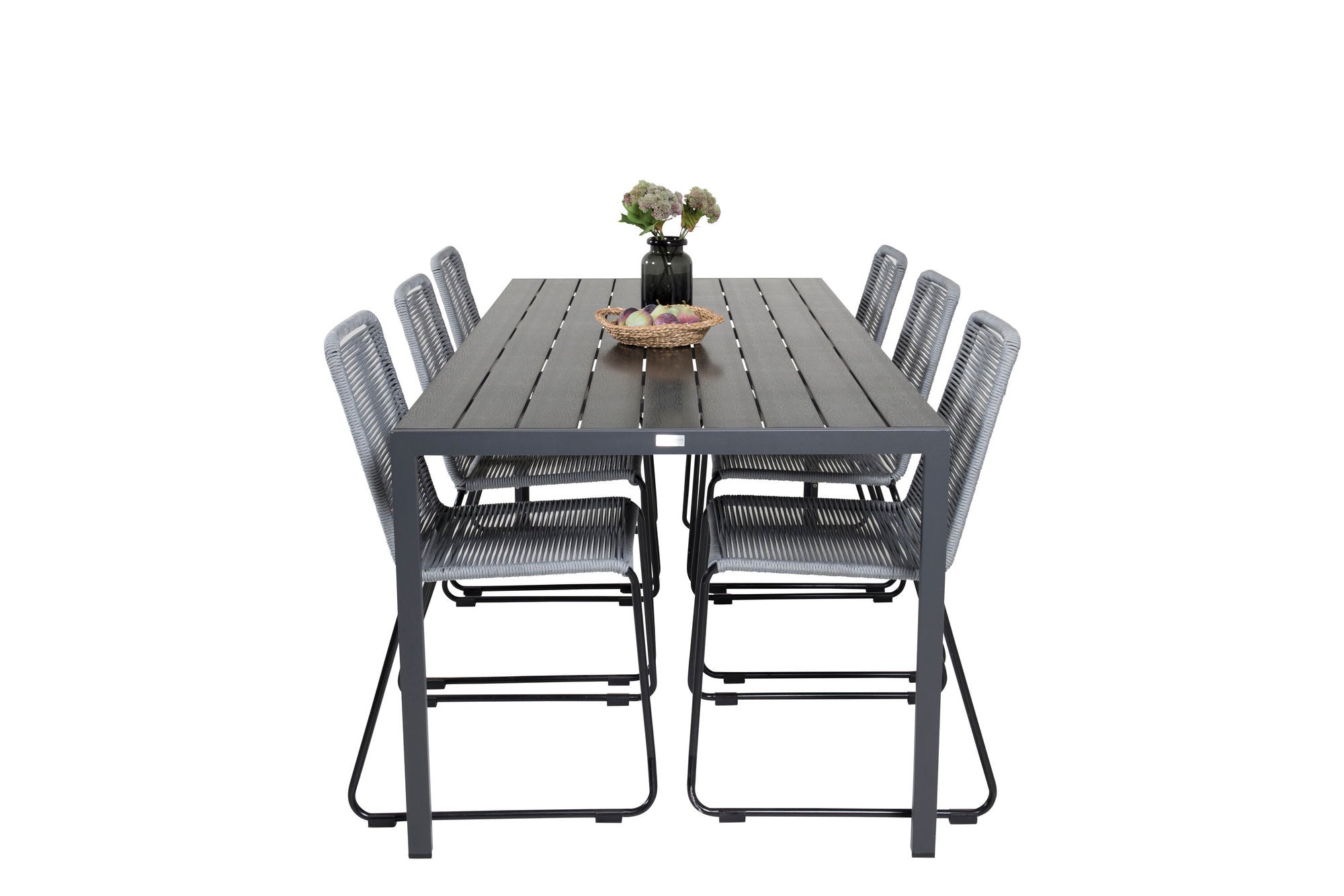 Venture Home Break spisebord - 205*90 - Black Alu / Black Aintwood+Lindos Spisebordsstol - B
